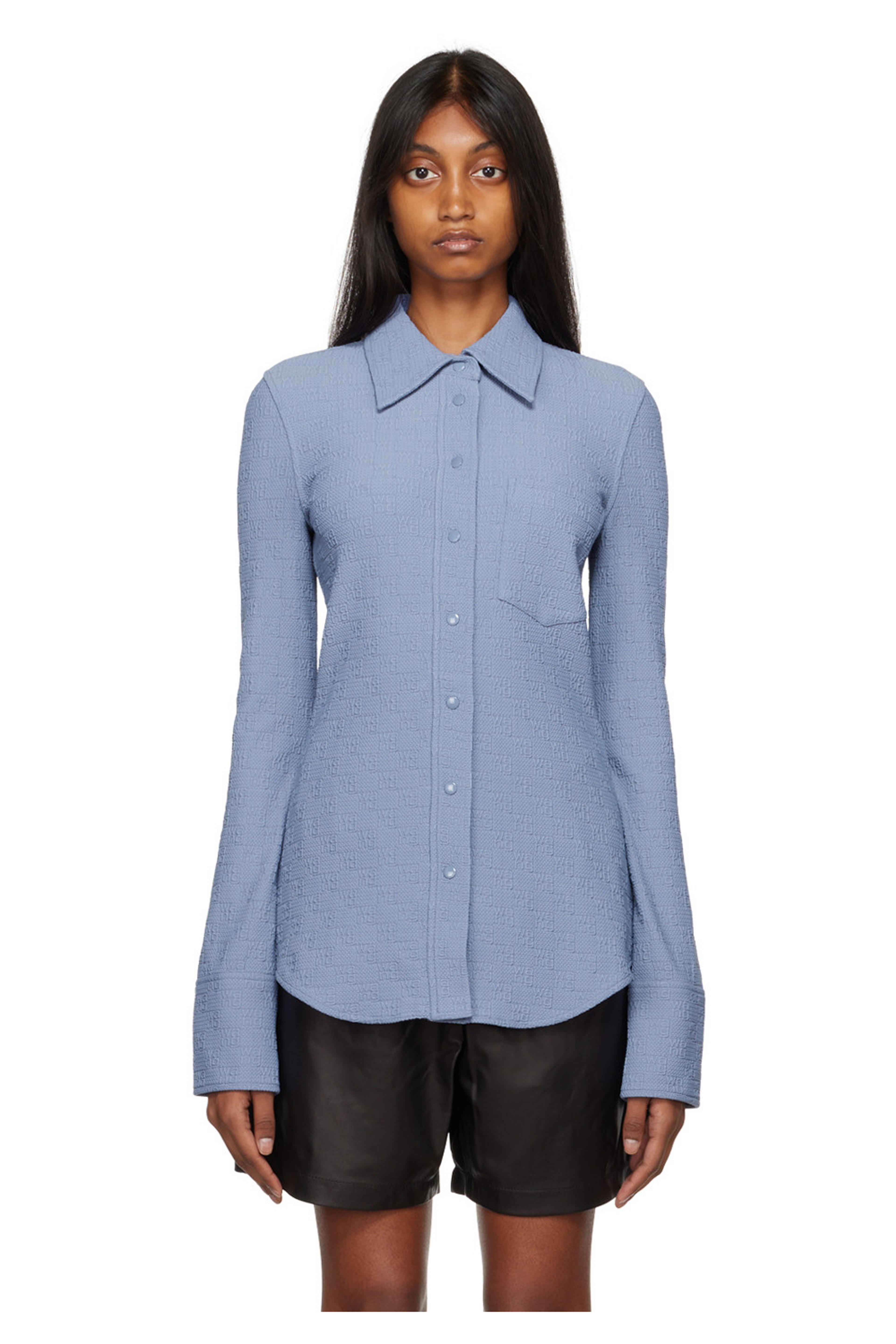 alexanderwang.t: Blue Textured Shirt | SSENSE