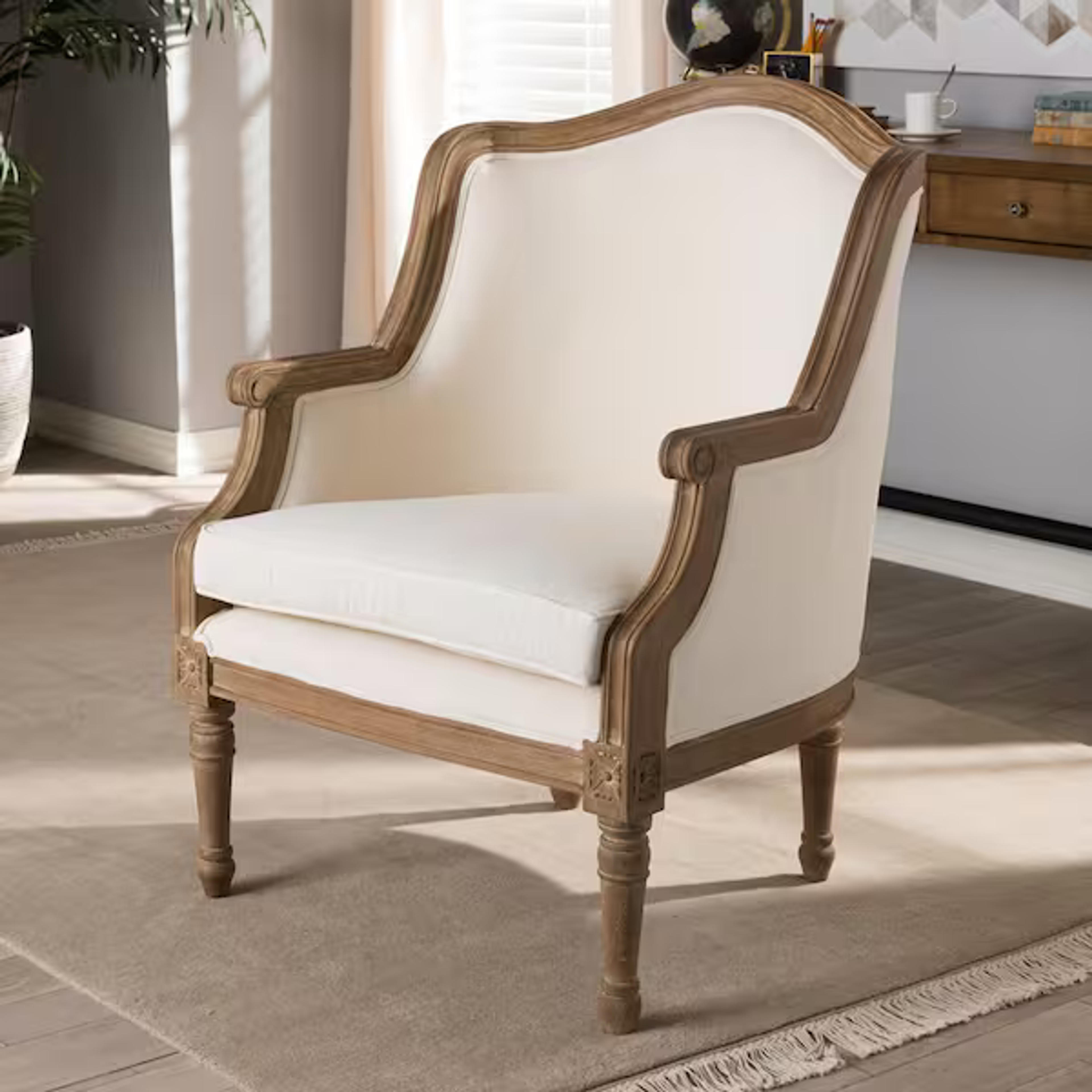 Baxton Studio Charlemagne Beige and Brown Fabric Upholstered Accent Chair 28862-5486-HD - The Home Depot