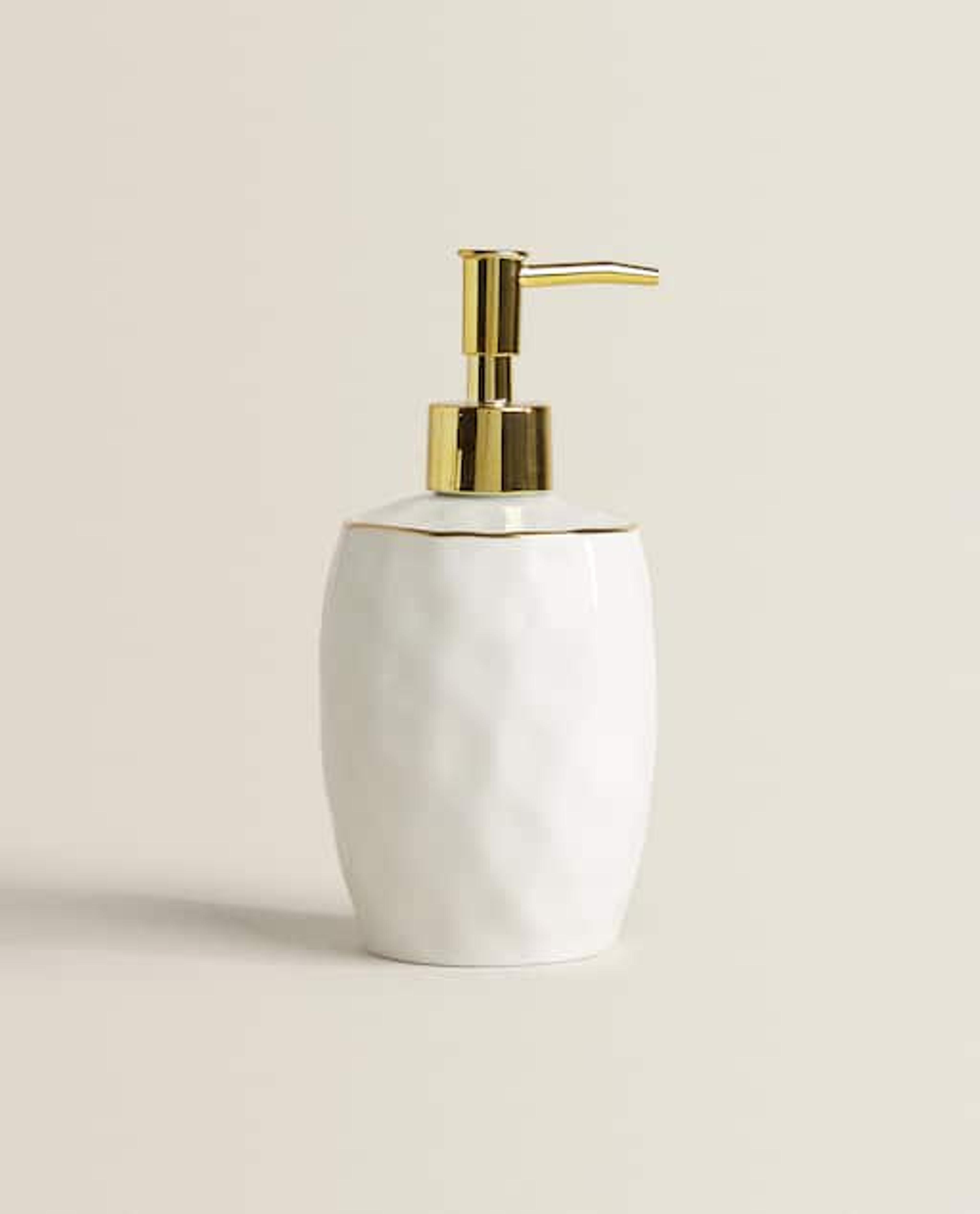 TEXTURED CERAMIC DISPENSER WITH GOLDEN RIM