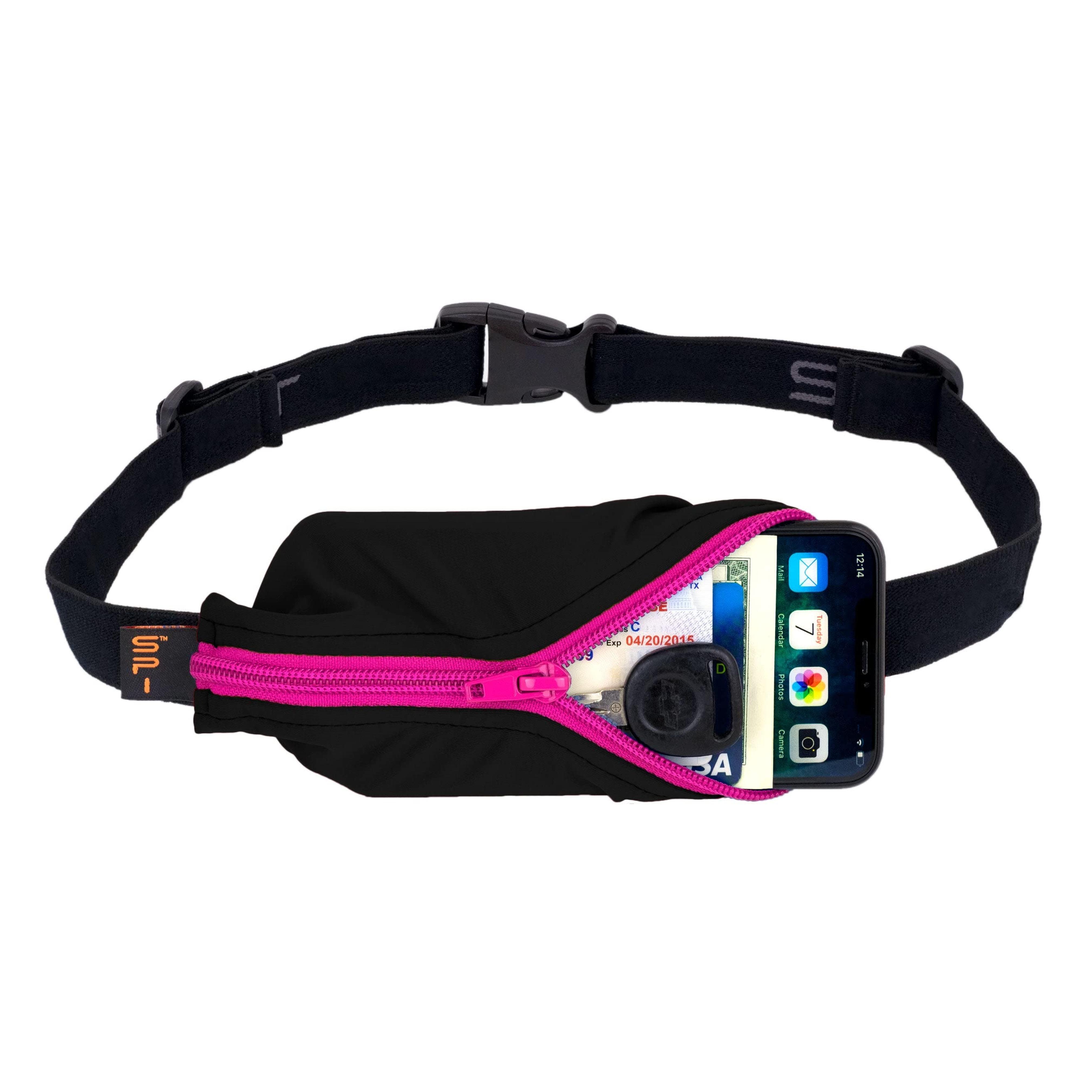 Amazon.com: SPIbelt Large Pocket Belt for Adults, Expandable Pocket, Adjustable Waist, No Bounce, Black with Hot Pink Zipper : Clothing, Shoes & Jewelry