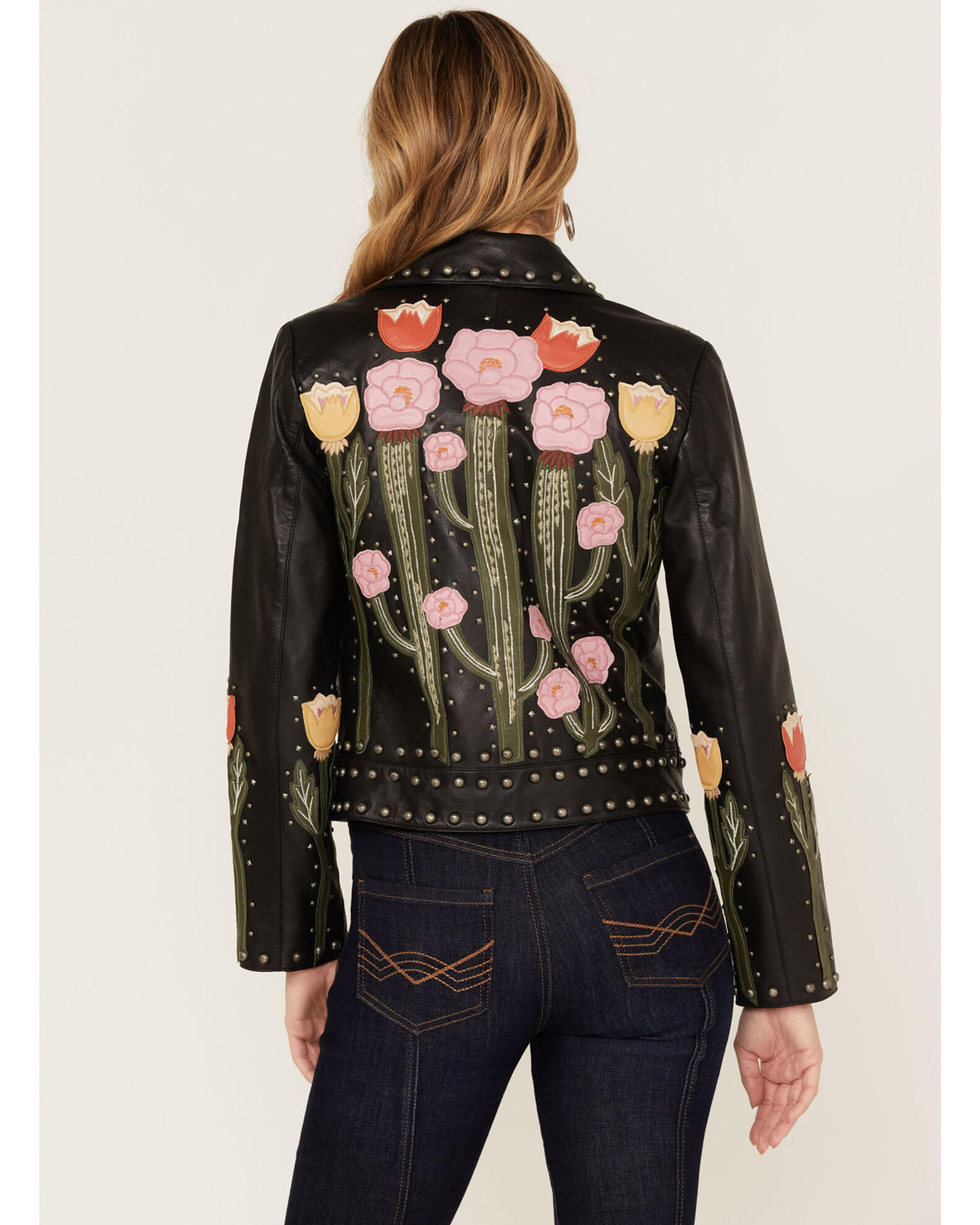 Idyllwind Women's Cactus Bloom Floral Patchwork Leather Moto Jacket | Boot Barn