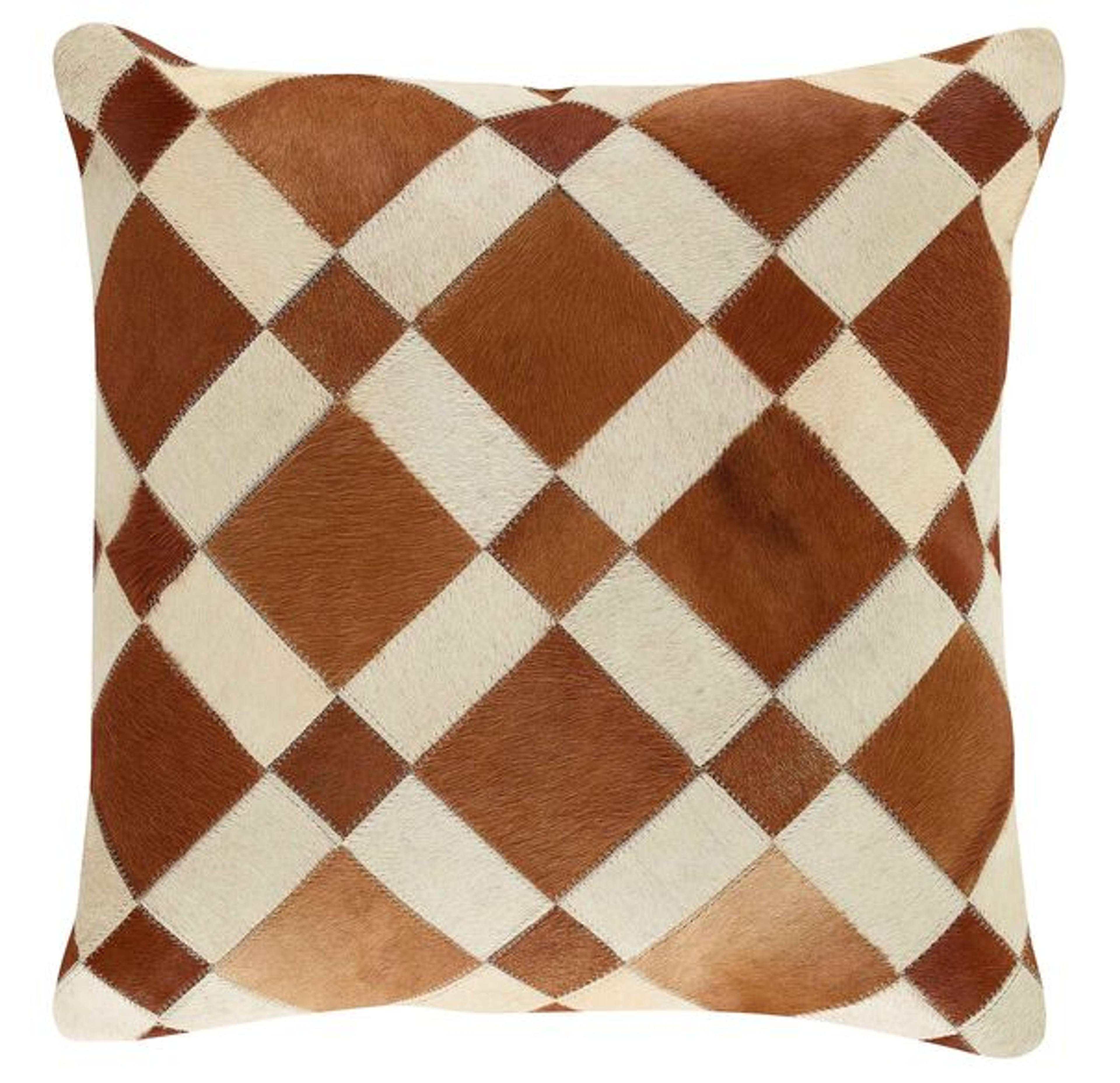 Checkerboard Cow Hide Pillow 22 x 22 | Mitchell Gold + Bob Williams