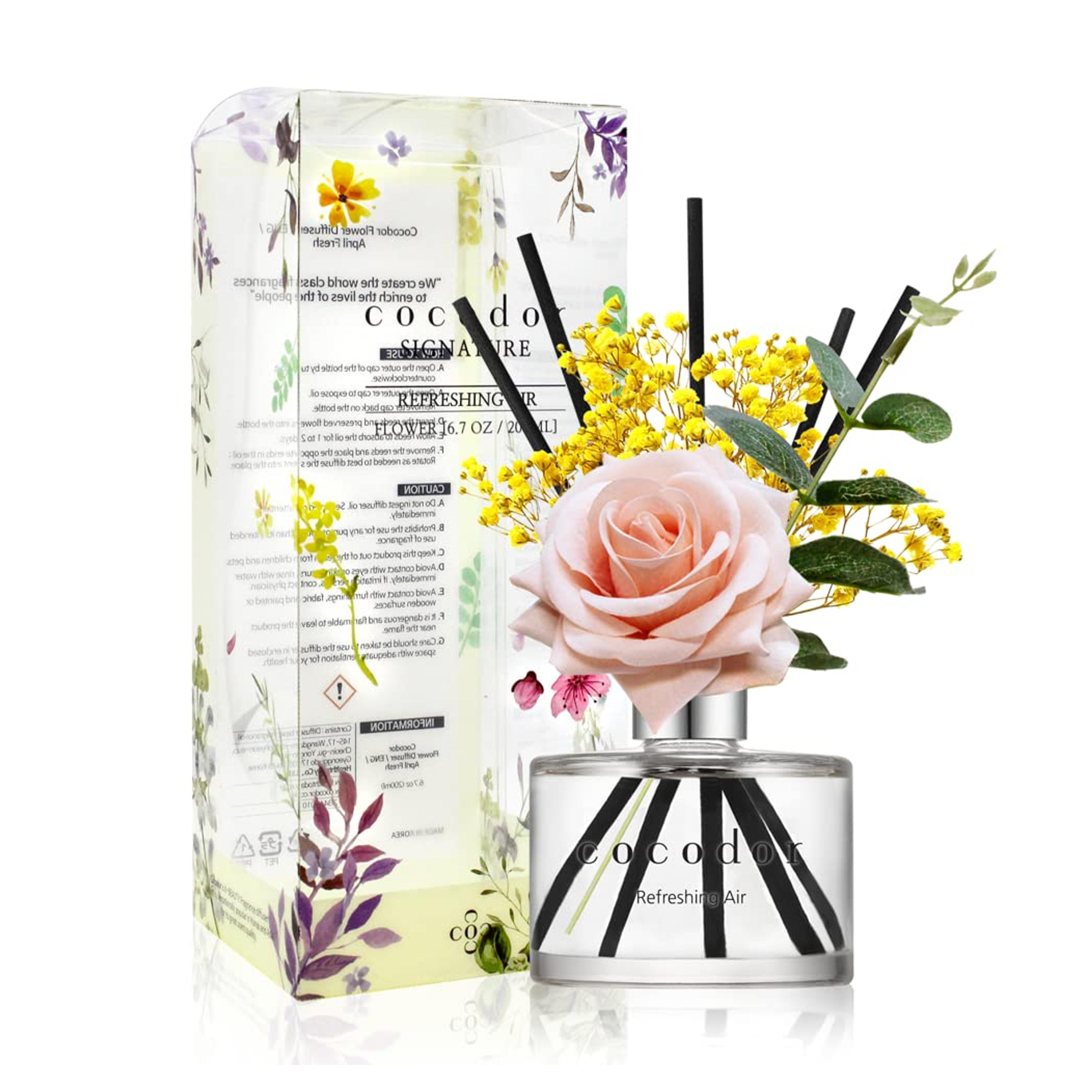 COCODOR Rose Flower Reed Diffuser/Refreshing Air/6.7oz(200ml)/1 Pack/Reed Diffuser, Reed Diffuser Set, Oil Diffuser & Reed Diffuser Sticks, Home Decor & Office Decor, Fragrance and Gifts : Home & Kitchen