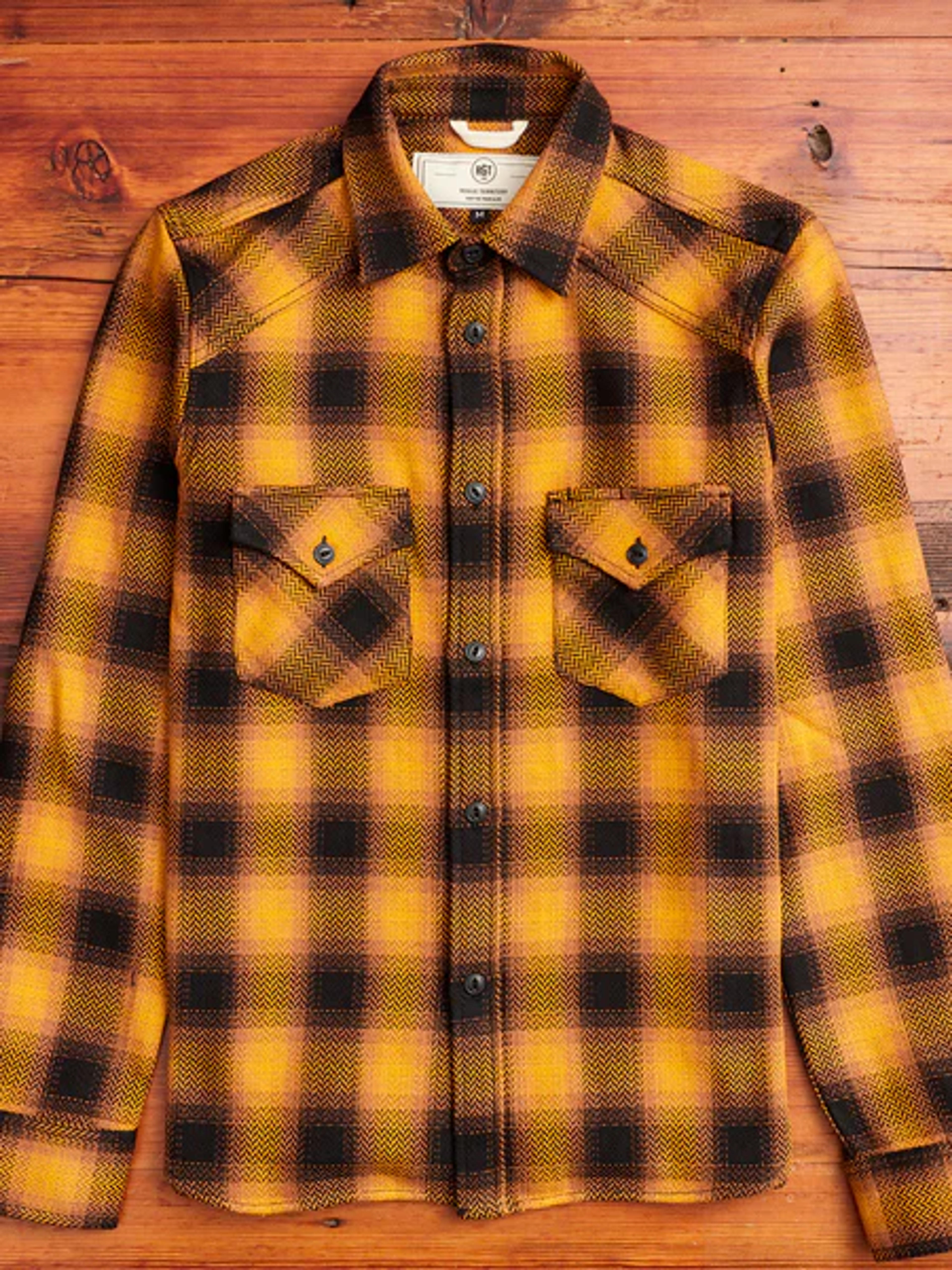 Heavy Herringbone Western Shirt in Gold Plaid