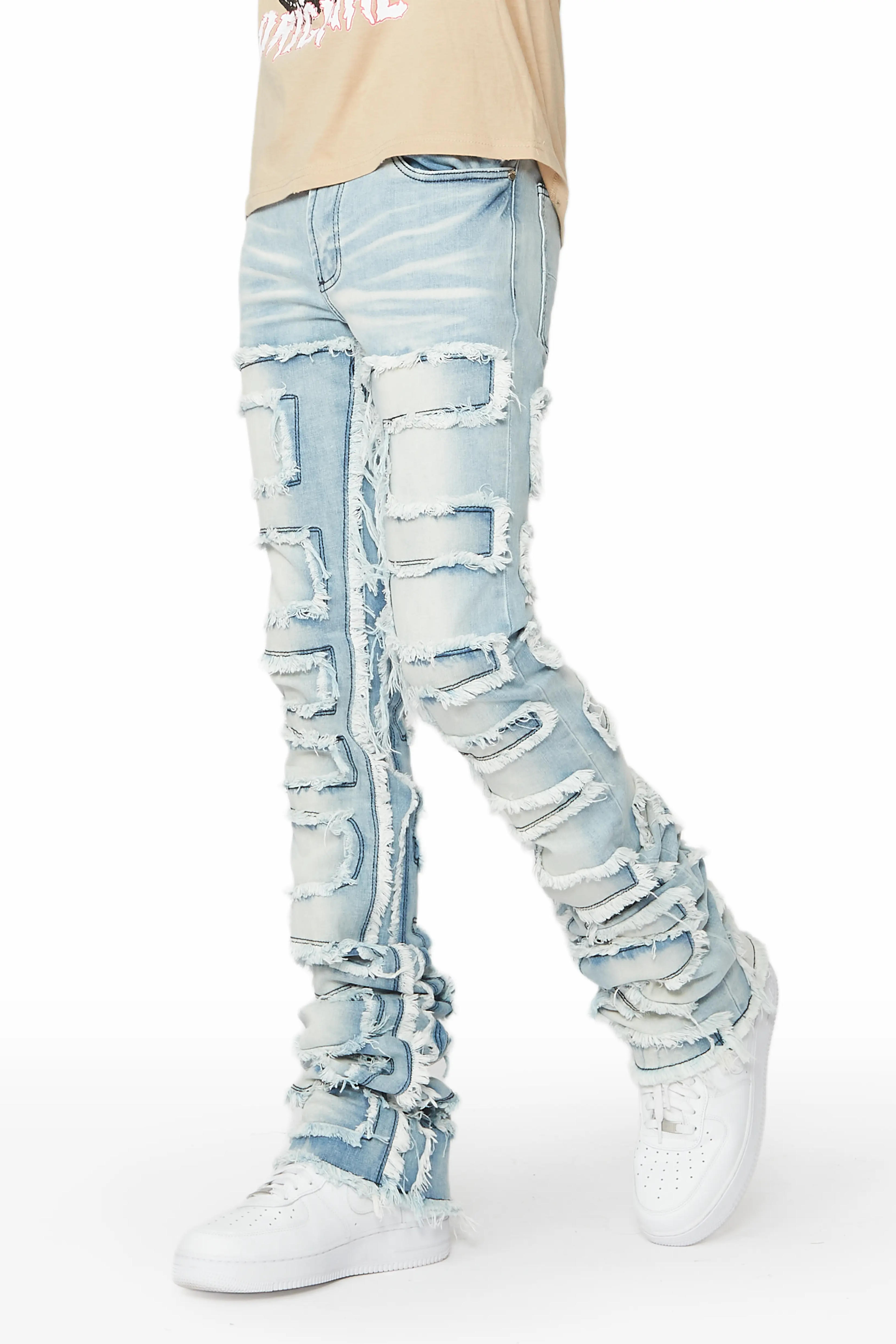 Hallie Blue Wash Super Stacked Flare Jean - 36 / Blue Wash