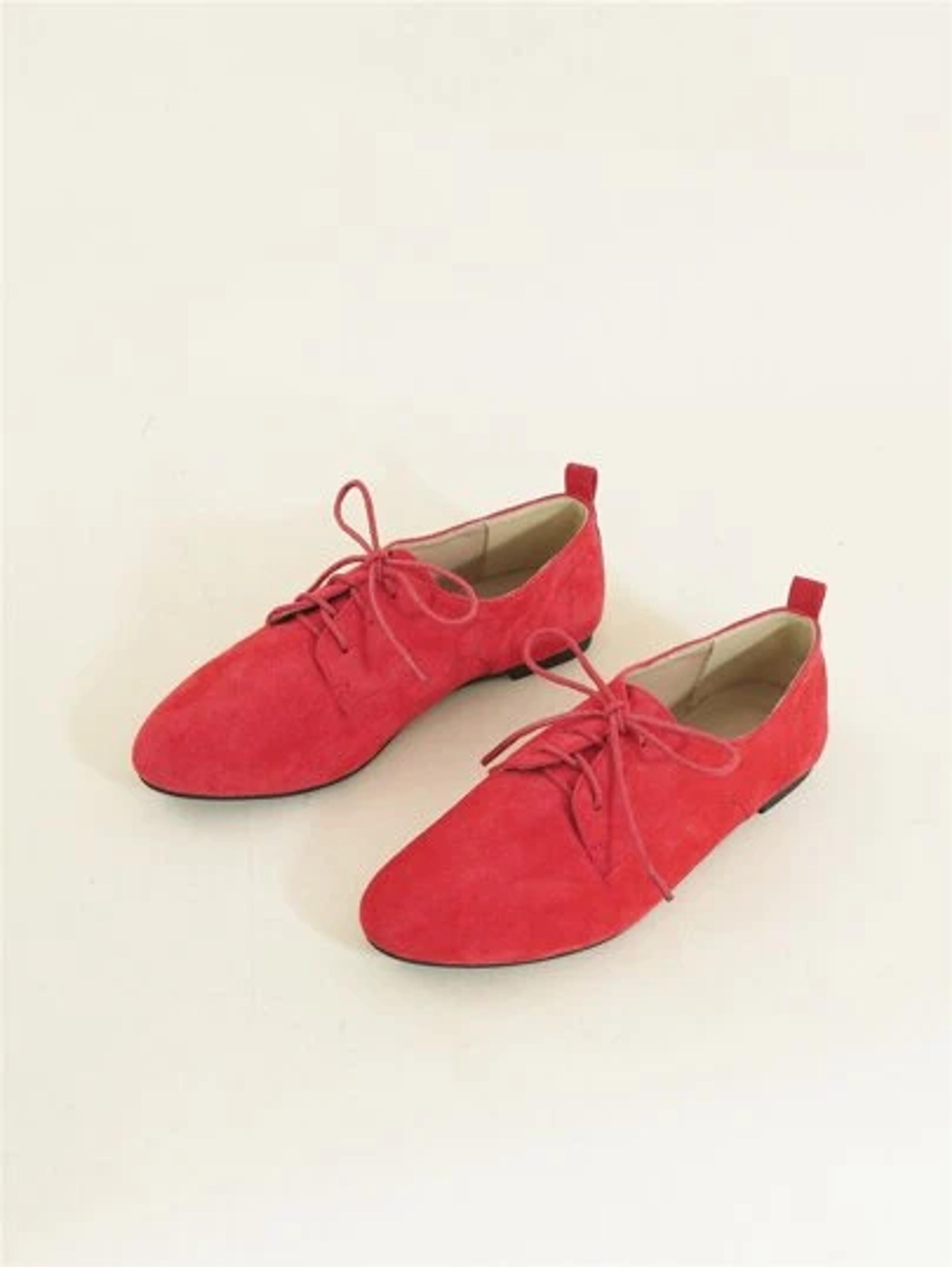 Neon-pink Lace-up Front Faux Suede Oxford Flats | SHEIN USA