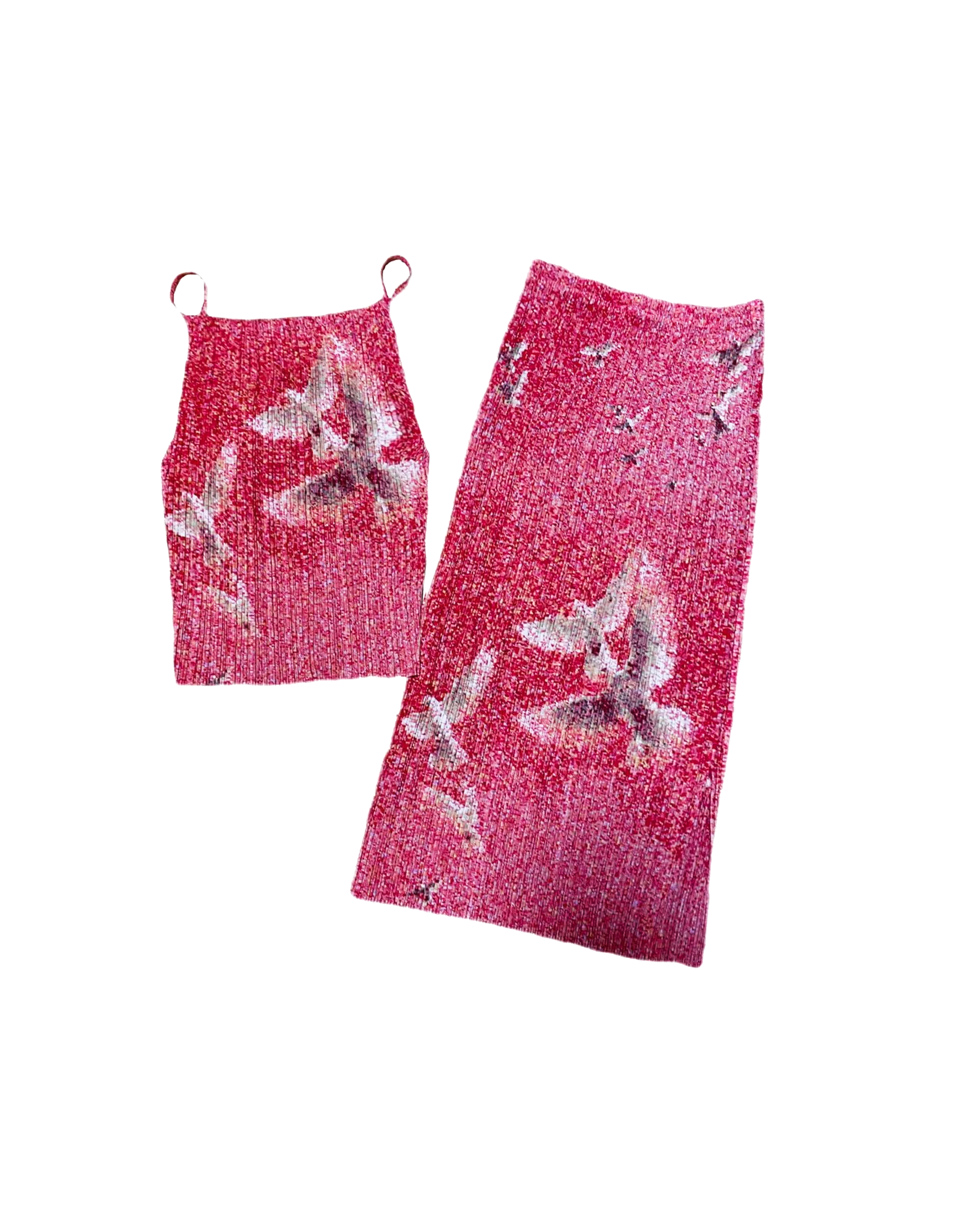 Issey Miyake Rare 1990s Floral Bird Red Set · INTO