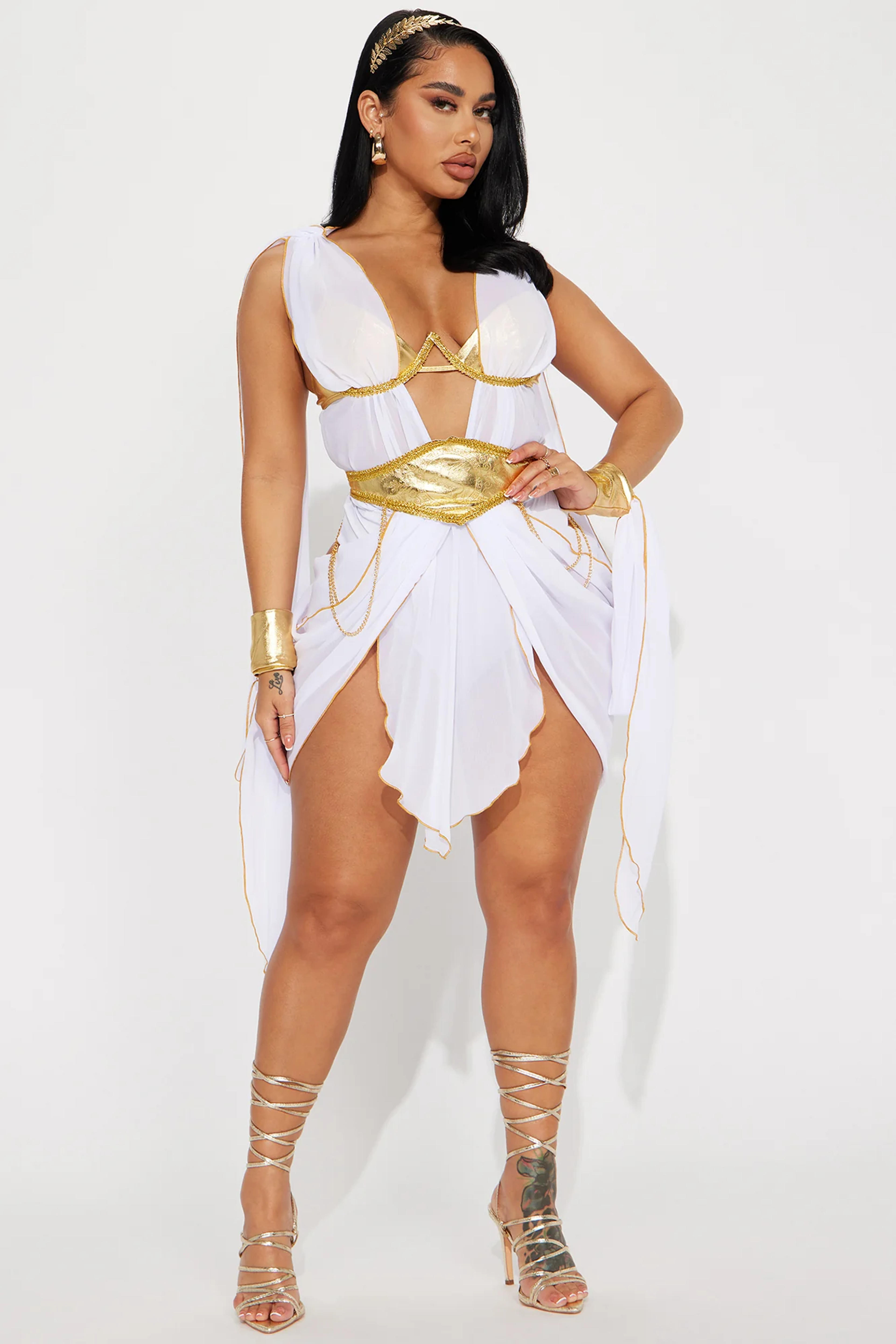 Glamorous Goddess 3 Piece Costume Set - White/Gold | Fashion Nova, Costumes | Fashion Nova