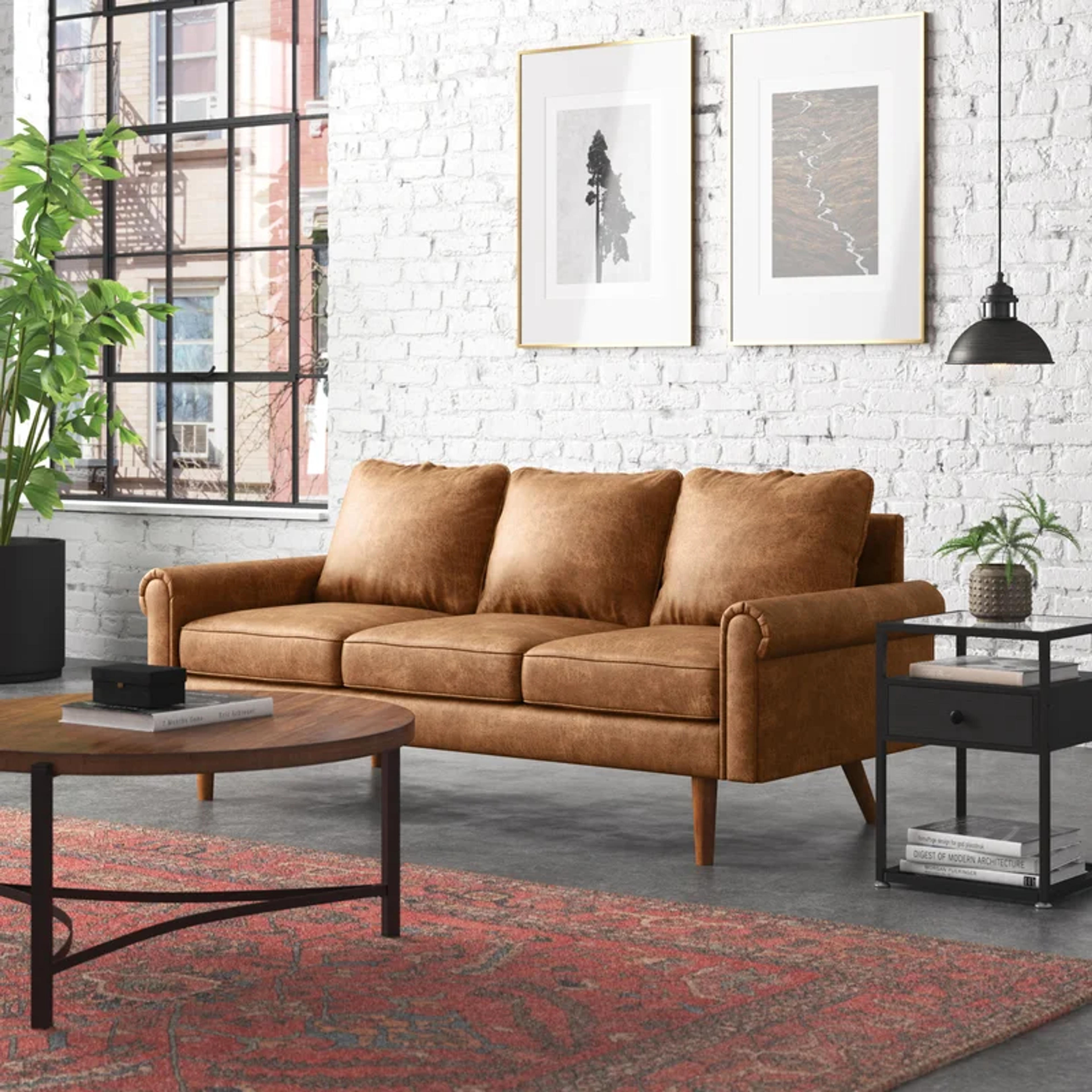 Steelside™ Ainsley 73.6'' Vegan Leather Sofa & Reviews | Wayfair