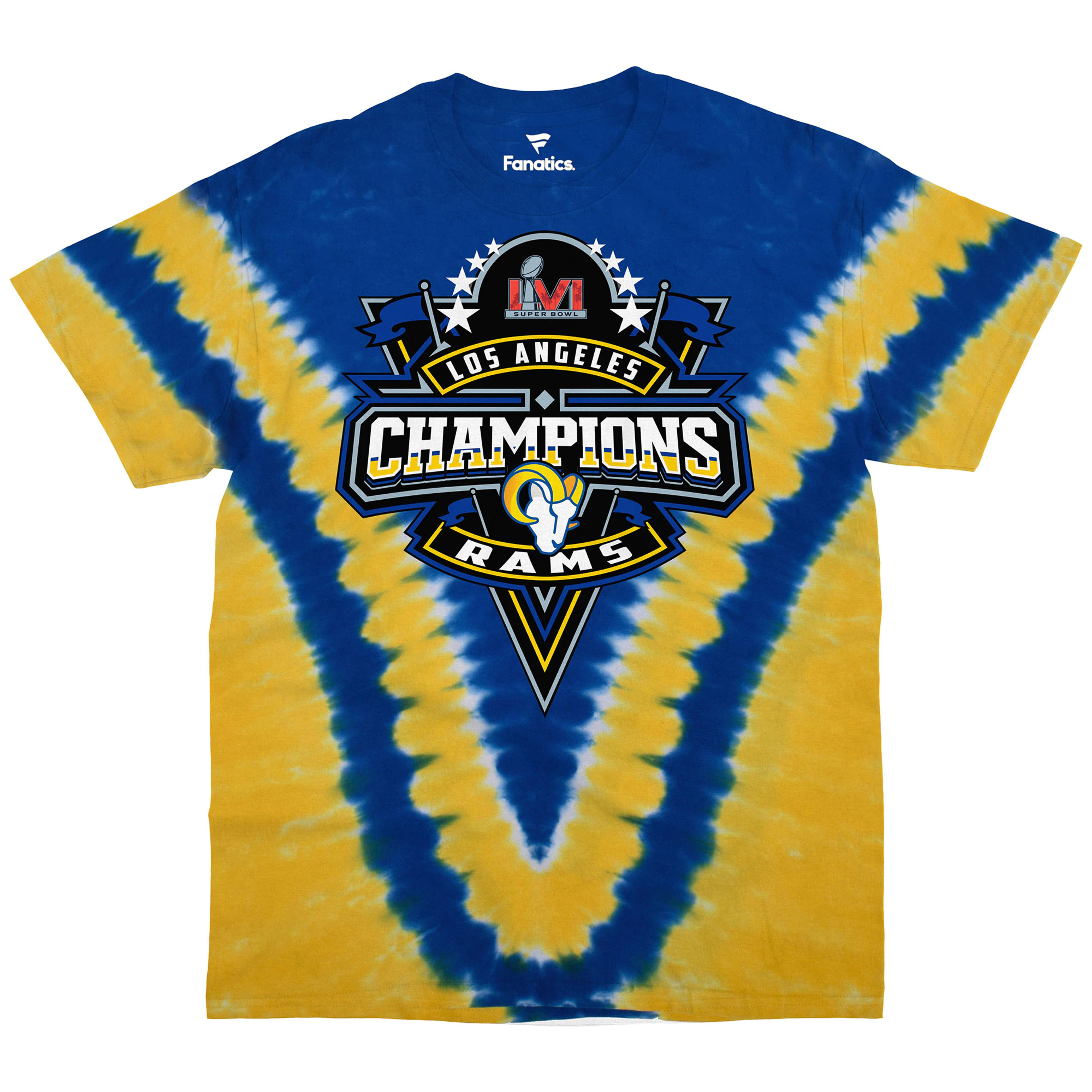 Fanatics Branded Los Angeles Rams Blue Super Bowl LVI Champions V-Dye T-Shirt