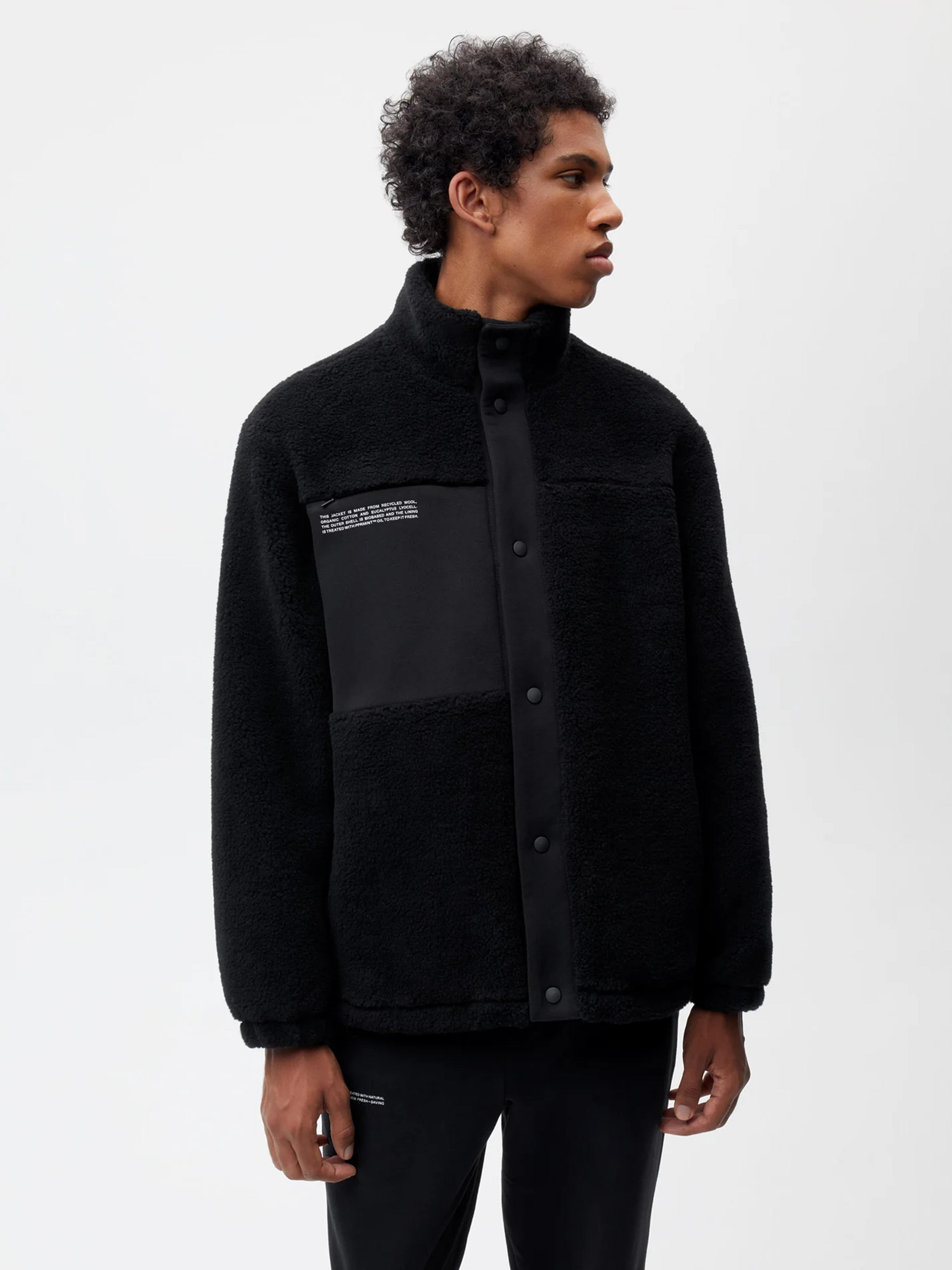 Recycled Wool Fleece Jacket - Black - Pangaia