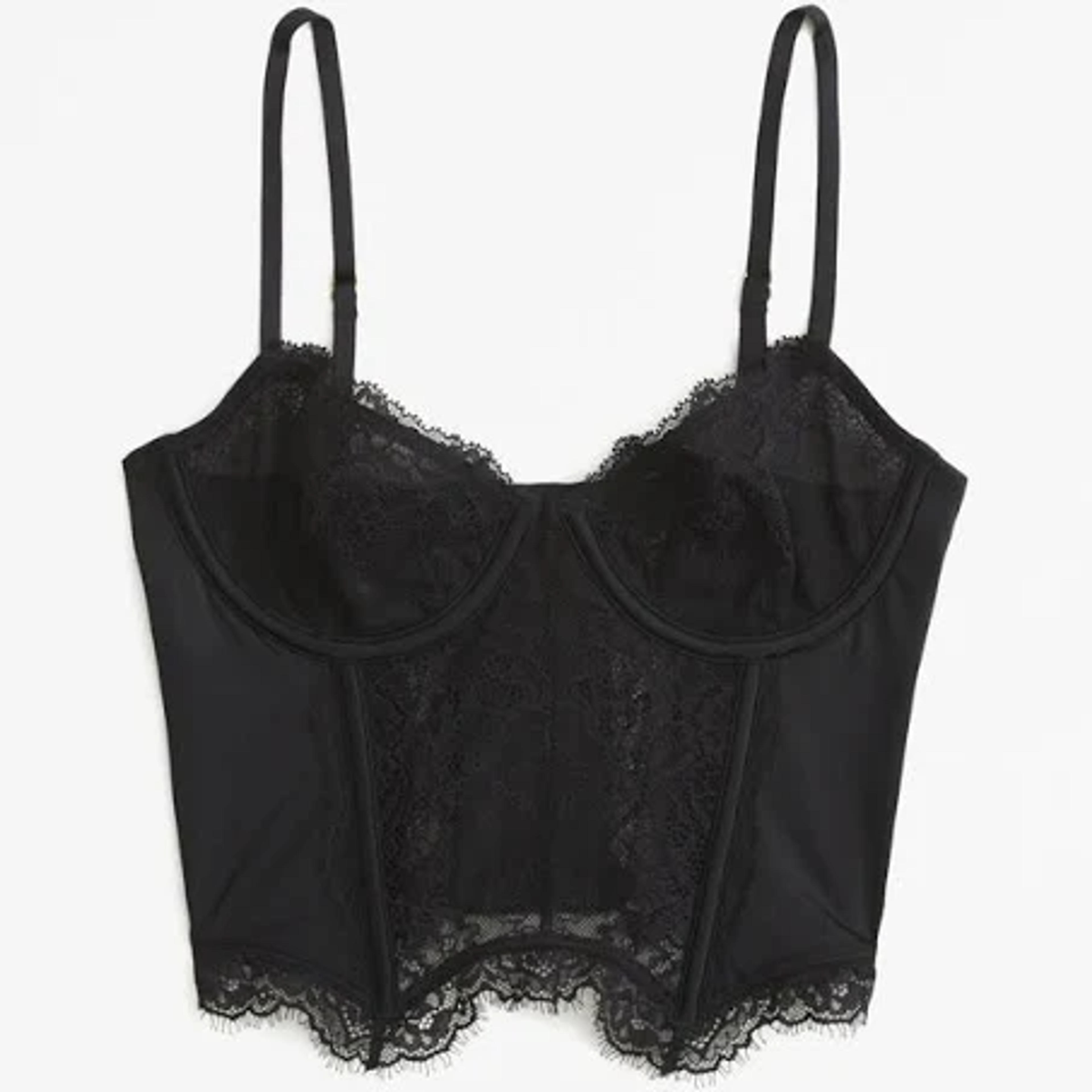 Women's Lace and Satin Corset in Black | Size XS | Abercrombie & Fitch