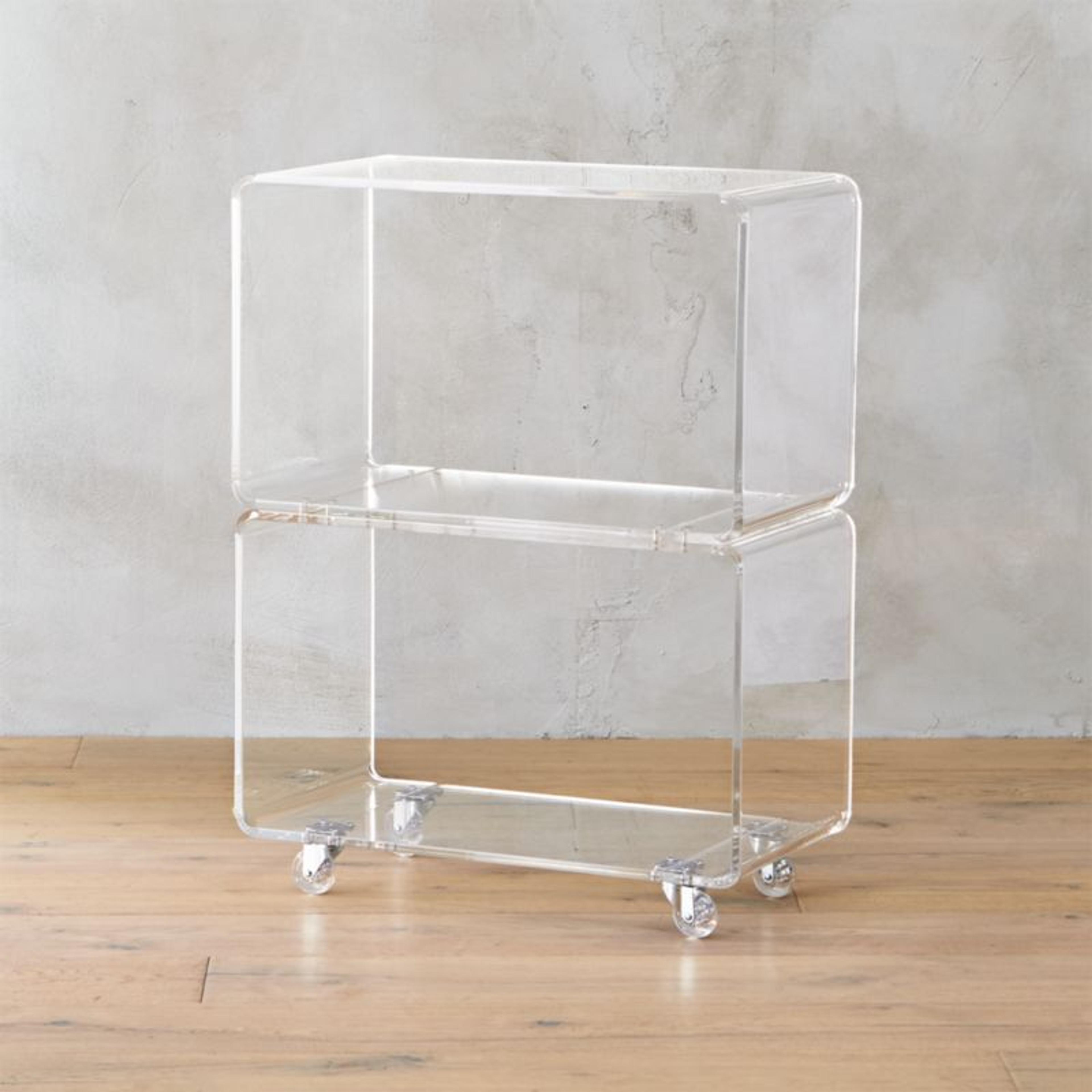 Peekaboo Acrylic Rolling Two Shelf + Reviews | CB2