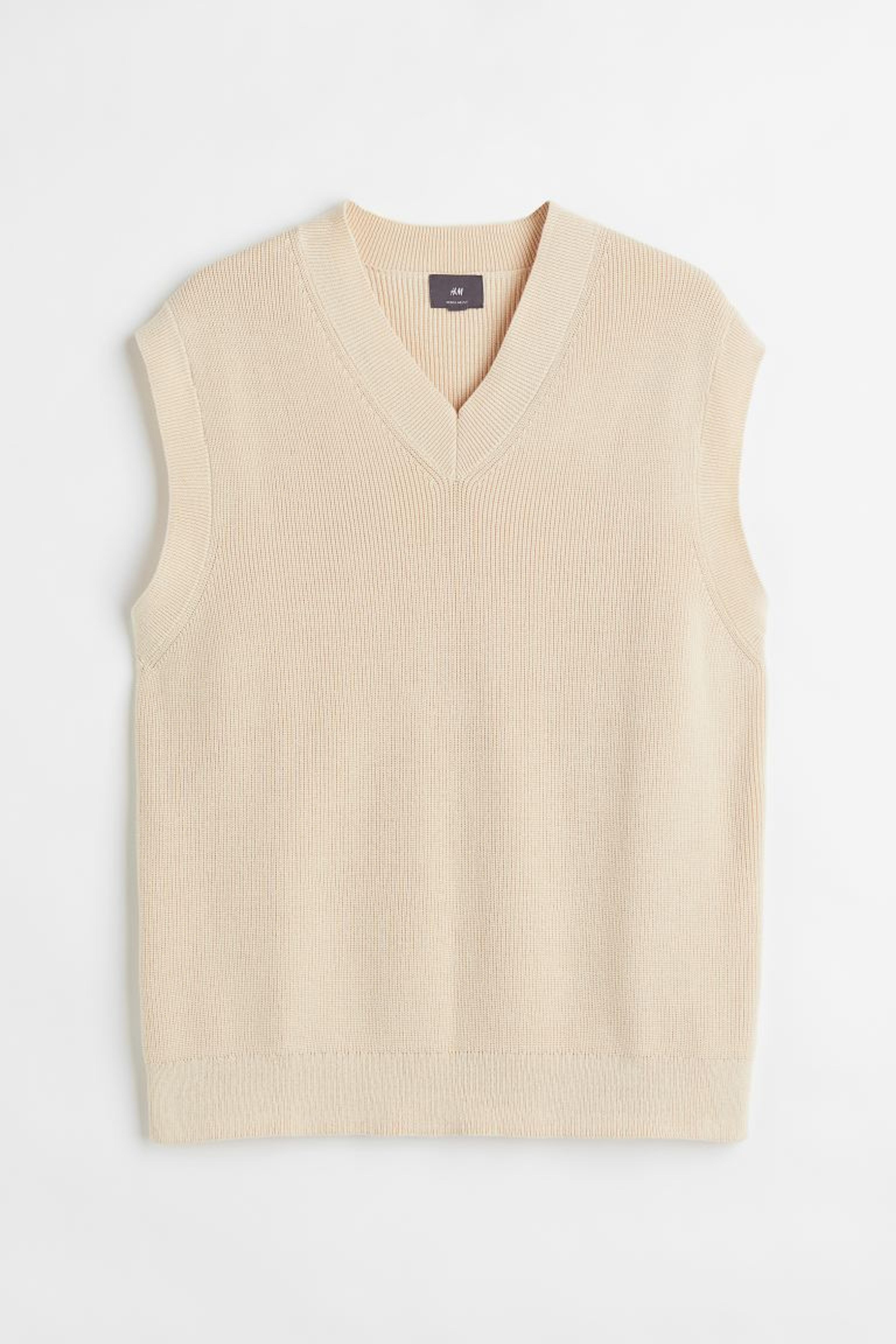 Regular Fit V-neck Sweater Vest - Light beige - Men | H&M US