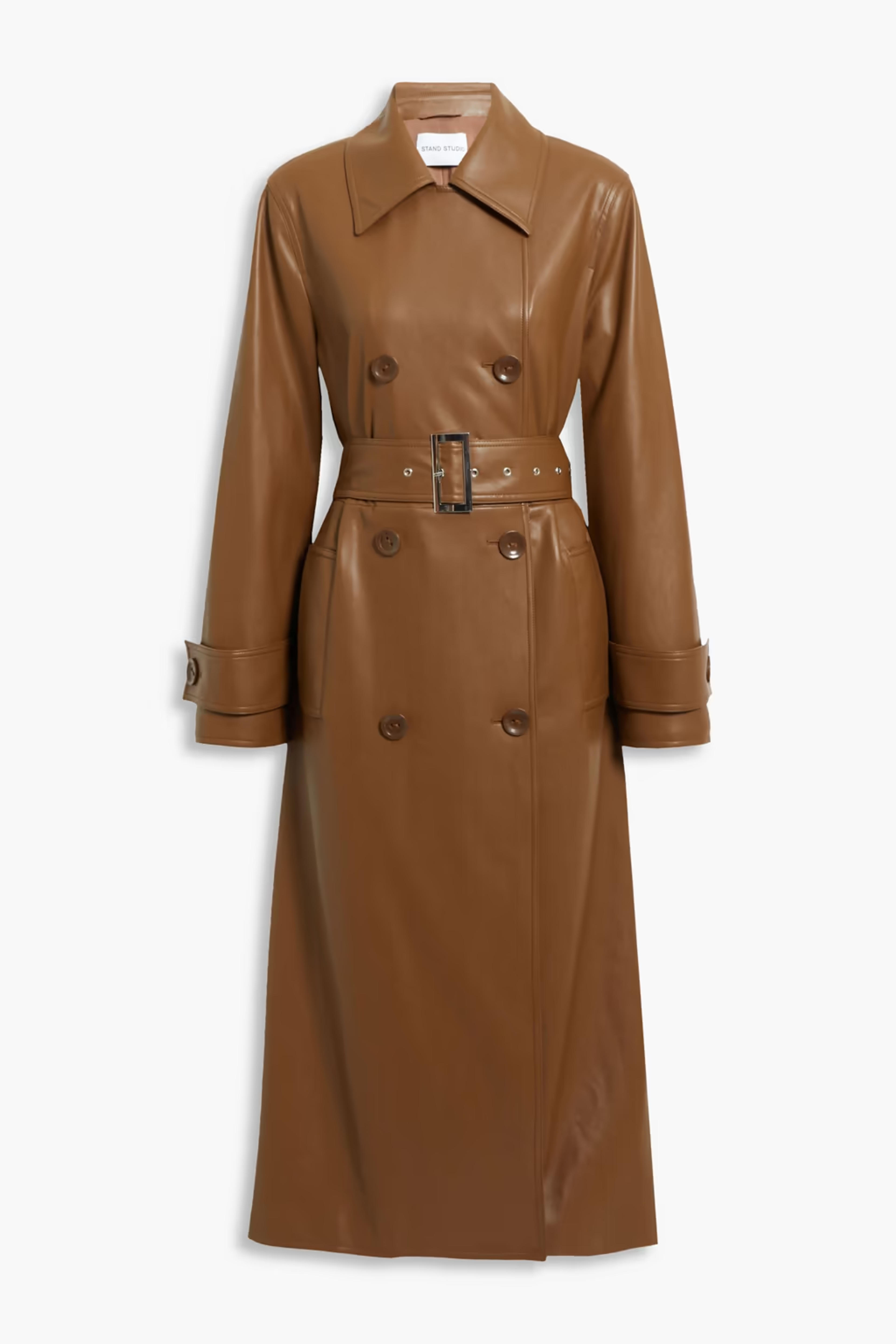 Brown Malou faux leather trench coat | STAND STUDIO | THE OUTNET