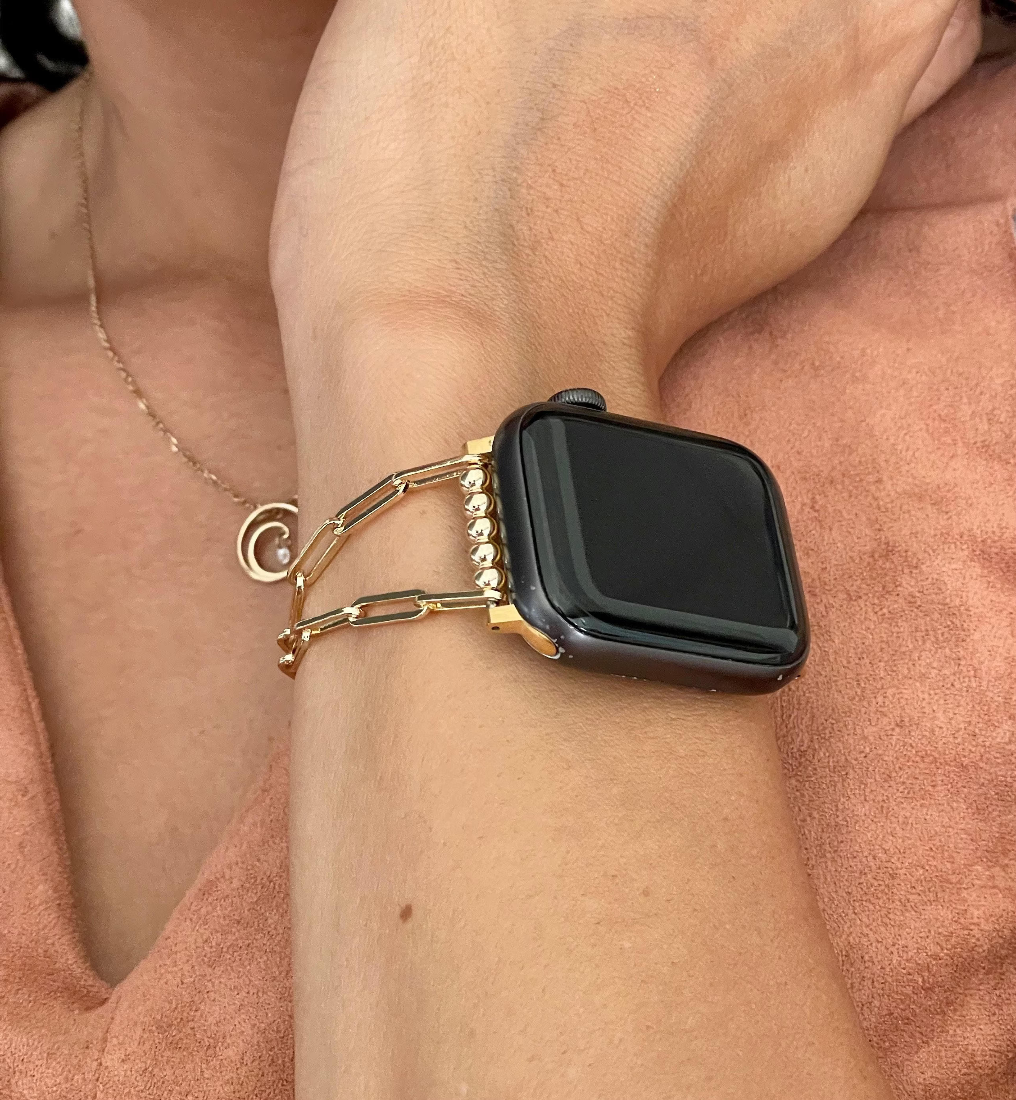 Luxury 14K Gold Filled Paper Clip Apple Watch Chain Bracelet