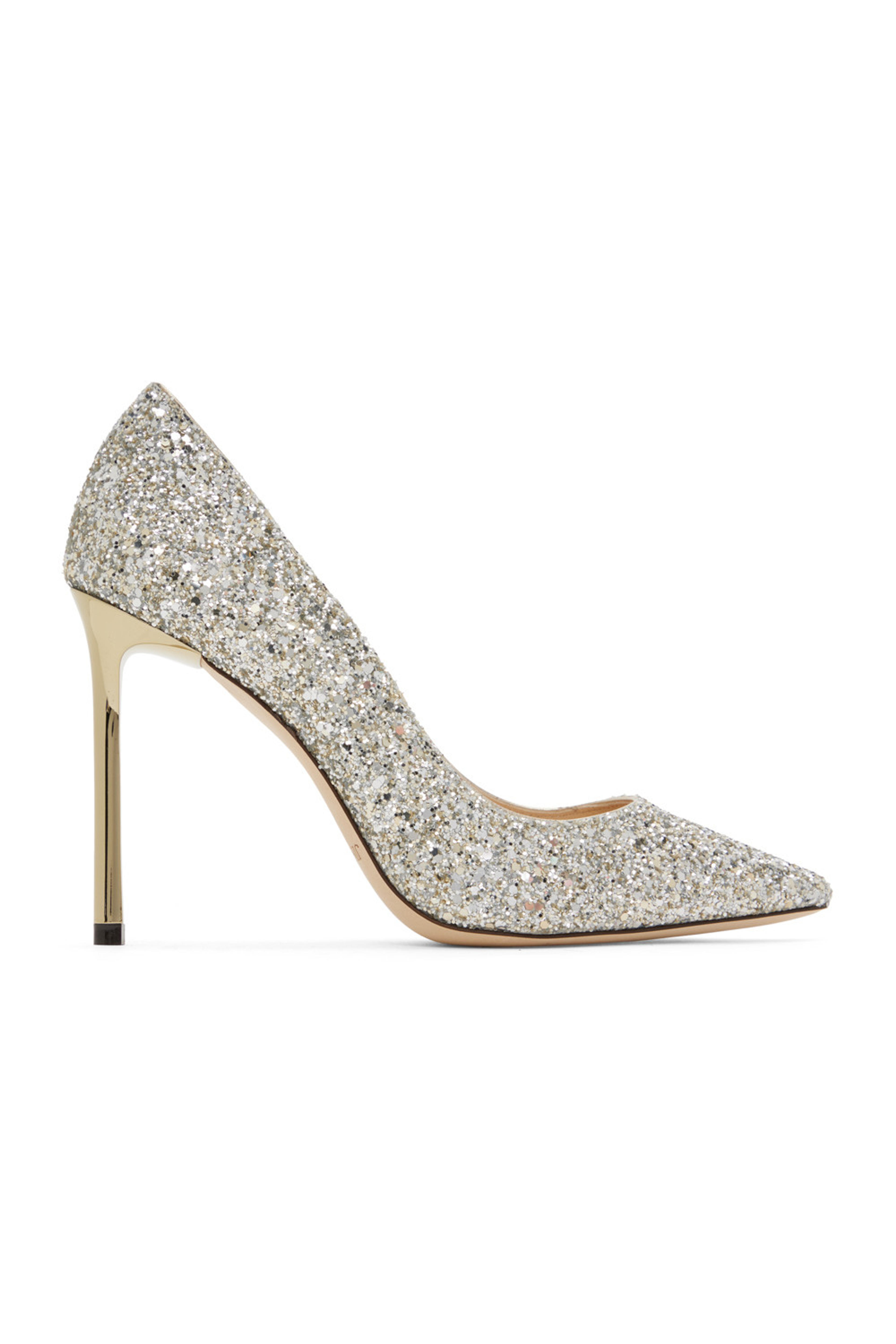 Silver Romy 100 Heels by Jimmy Choo on Sale