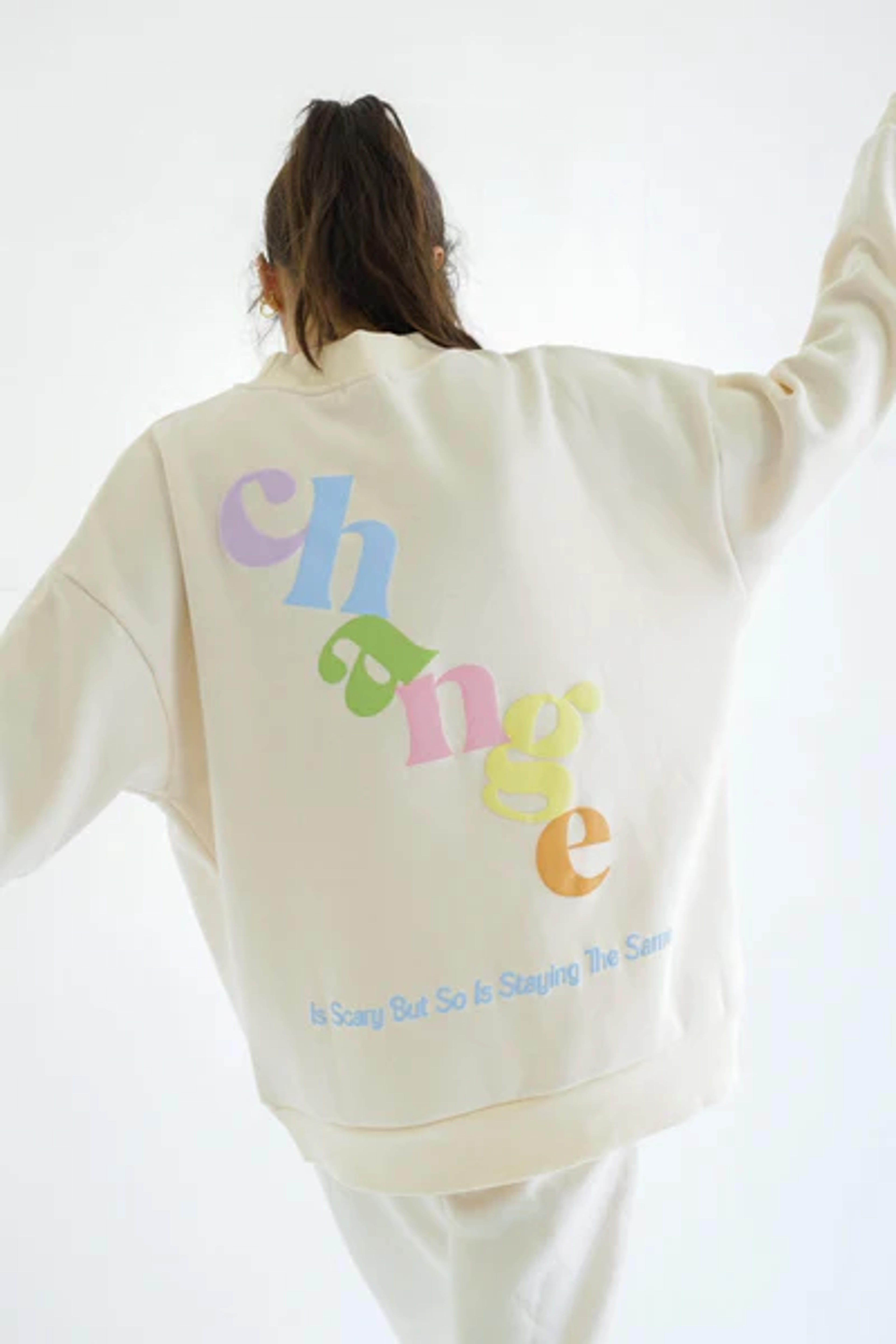 Pastel Change Is Scary Sweatshirt — Ecru – Yellow The Label