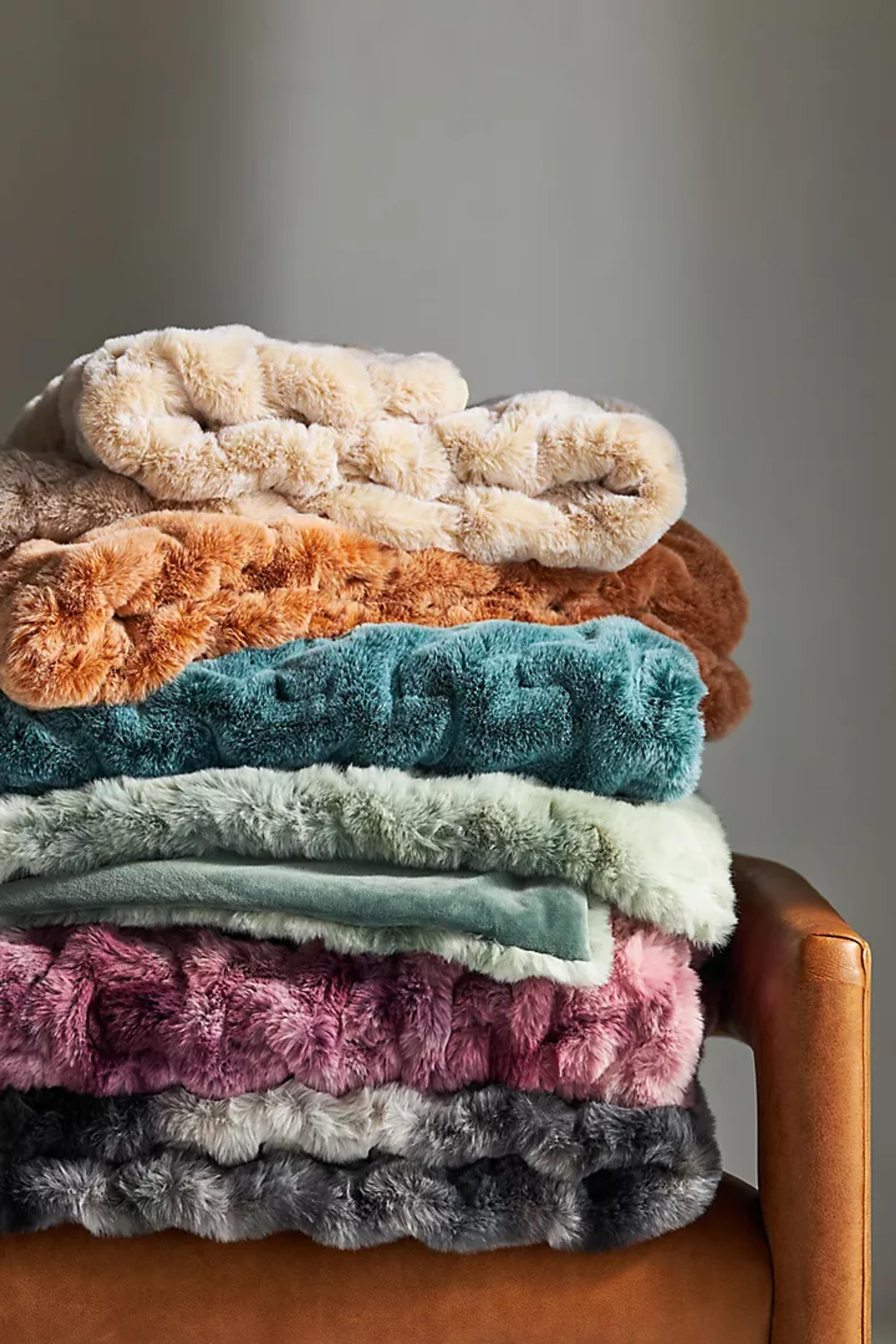 Luxe Faux Fur Throw Blanket | Anthropologie