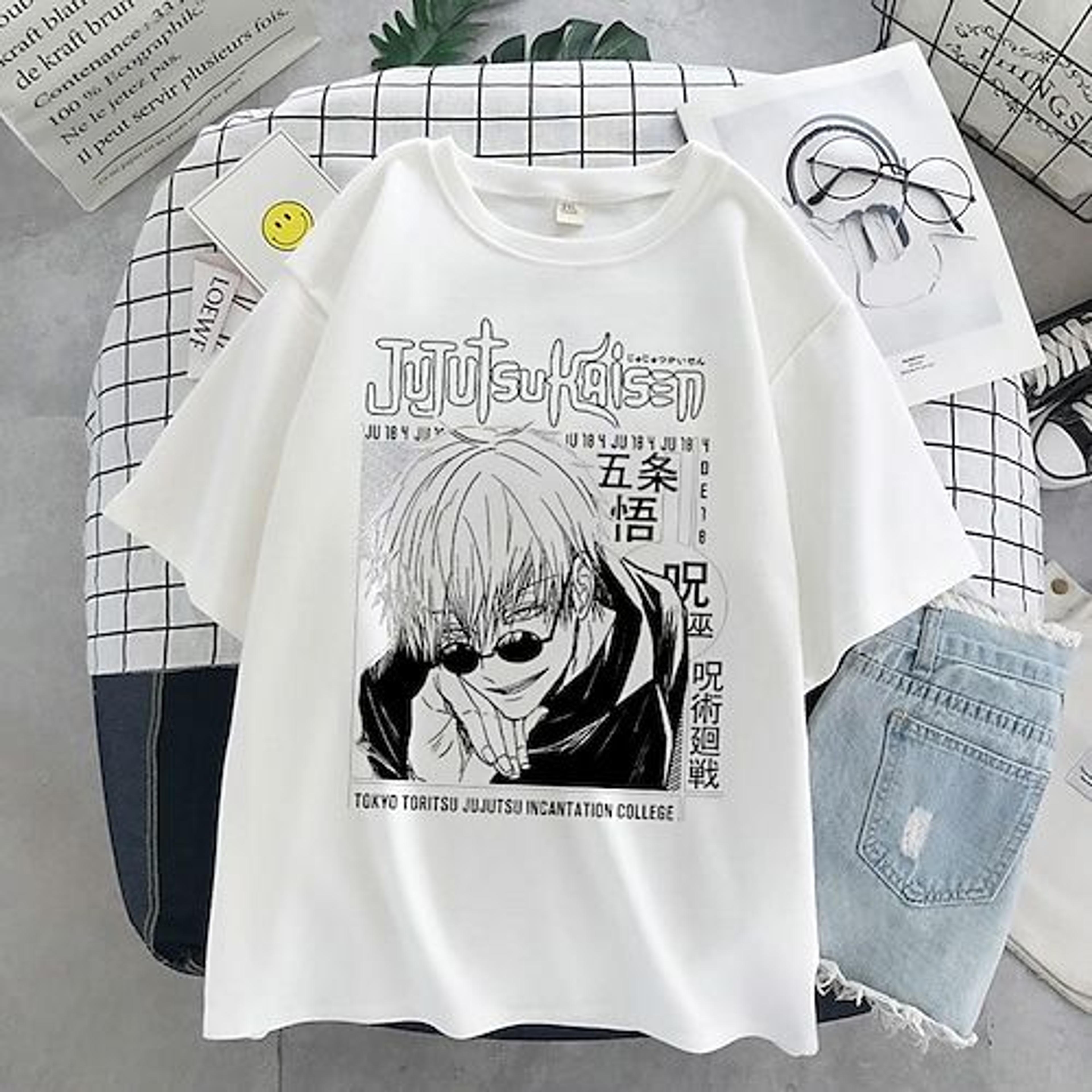 Gojo Satoru Ryomen Sukuna Manches Ajustées Anime Dessin Animé Animé Harajuku Art graphique Style de rue Tee-shirt Pour Homme Femme Unisexe Adulte Estampage à chaud 100 % Polyester Casual Quotidien