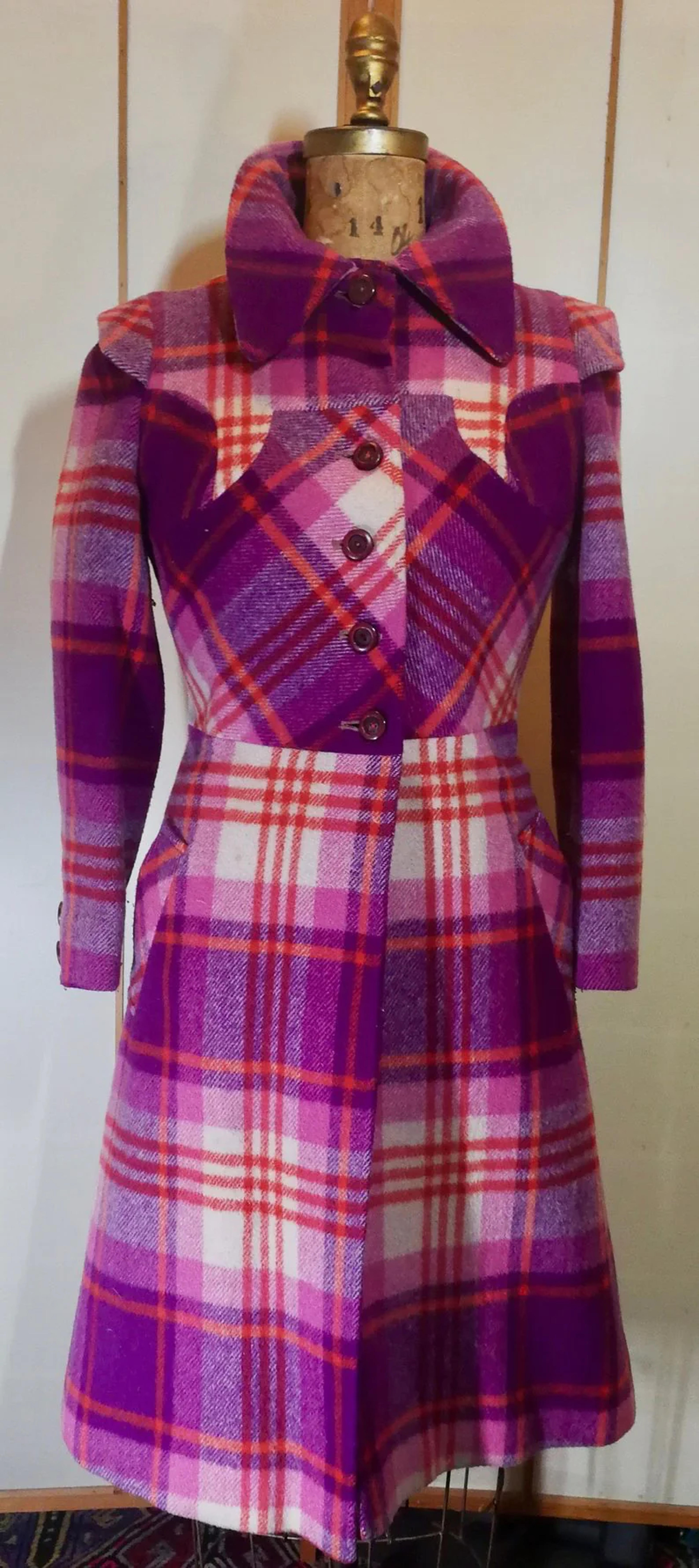 Mod Magenta Pink and Purple Plaid "Pendleton Style" Burberry Style Pea – LilliAnnFashions