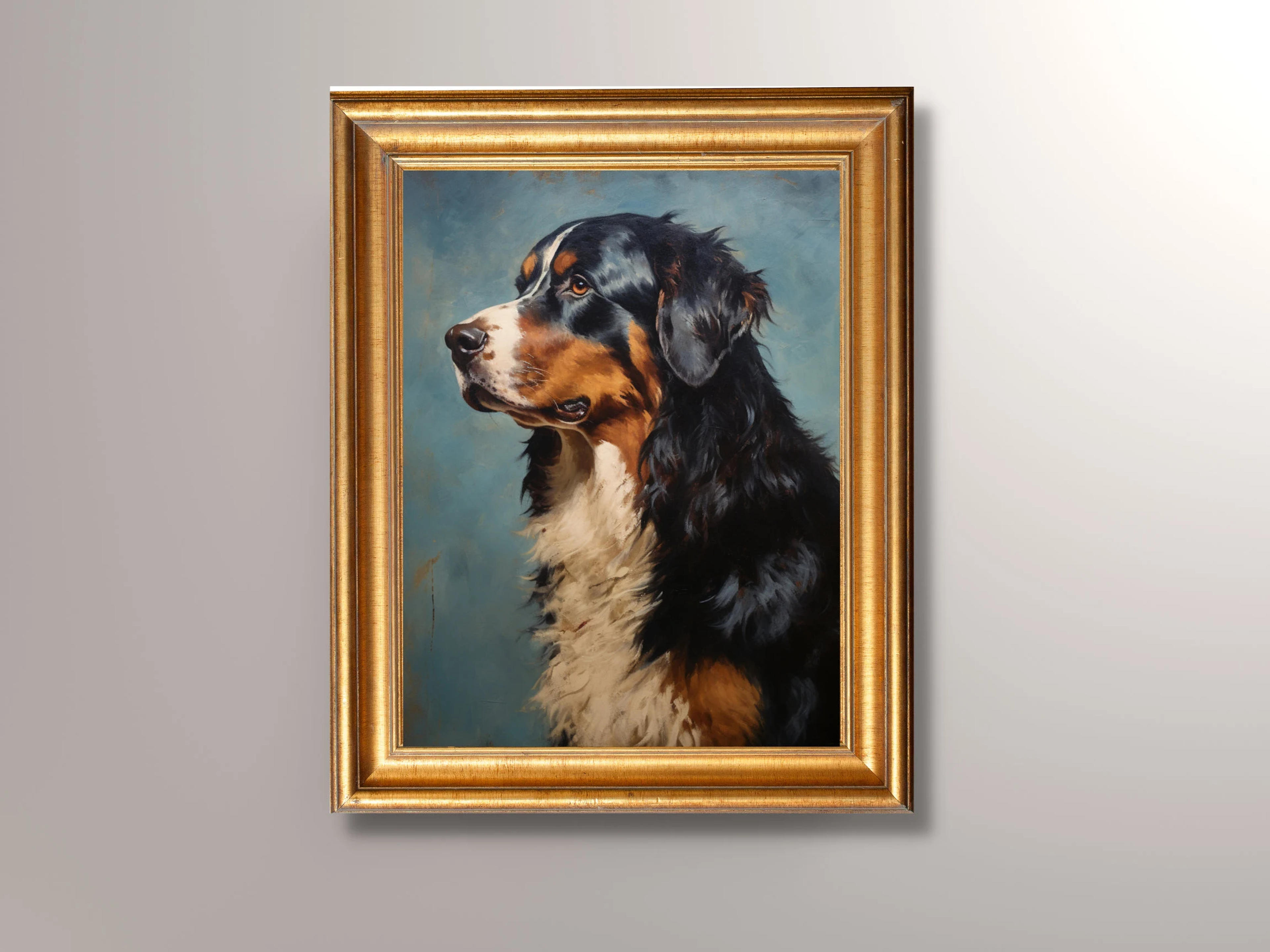 Vintage Bernese Mountain Dog Painting Antique Style Art - Etsy