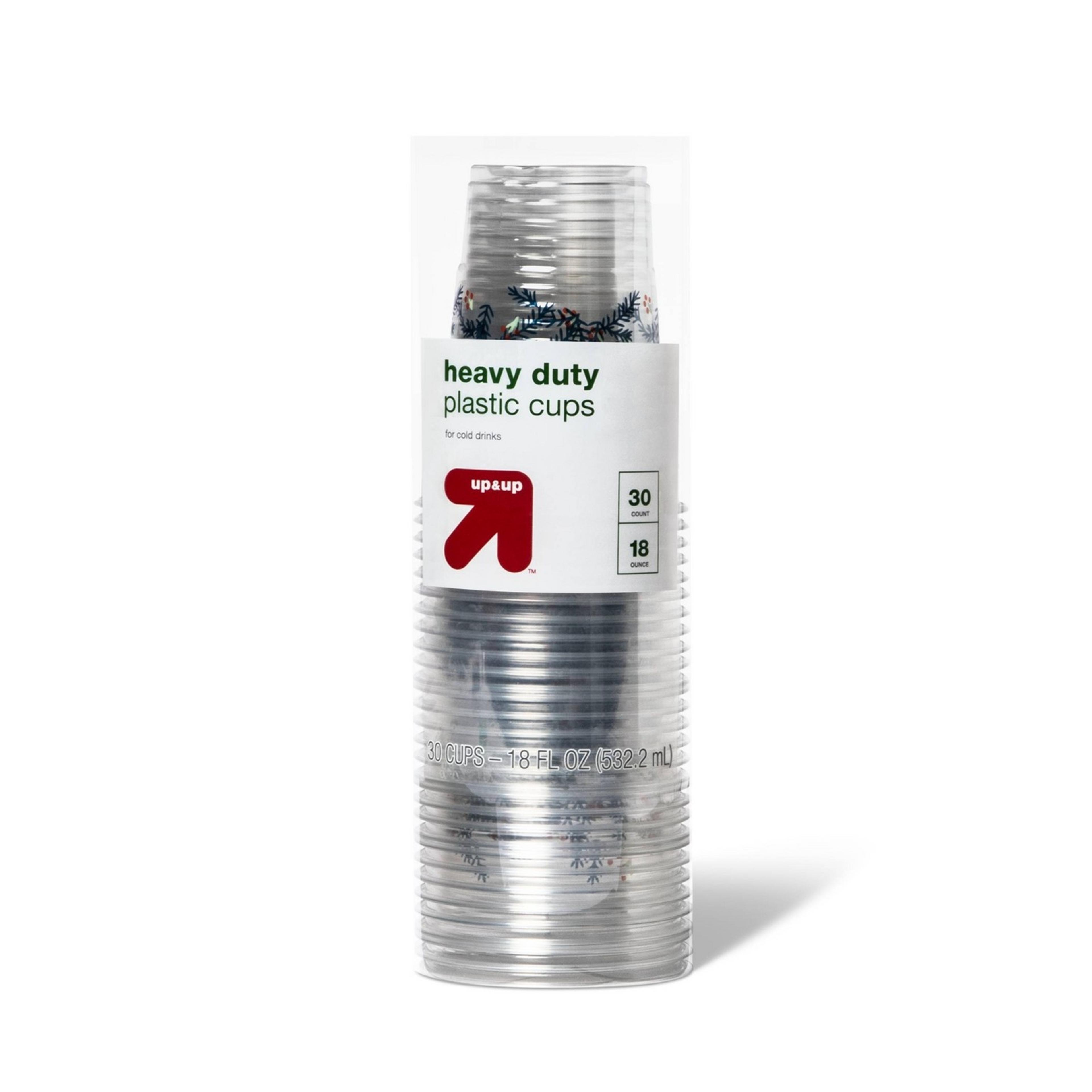 Holiday Disposable Drinkware Clear Cup - Holly - 18oz/30ct - up &#38; up&#8482;