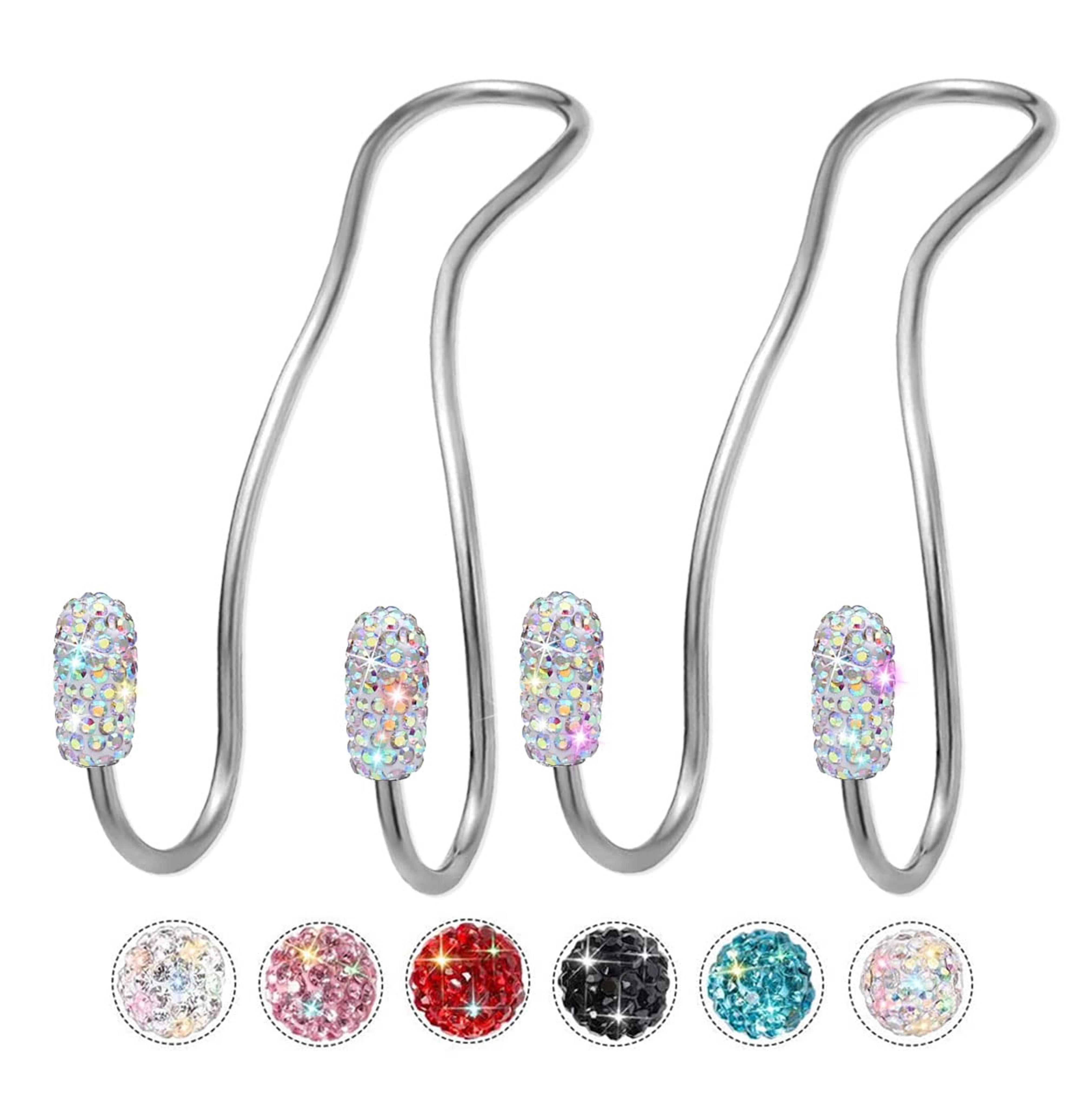 MTGOCHA Bling Car Purse Hooks Car Bag Hooks, Cute Rhinestone Car Seat Hooks Hanger, Universal Car Headrest Hook for Purse Bag Metal Car Purse Holder Hook, Bling Car Accessories - Multicolored