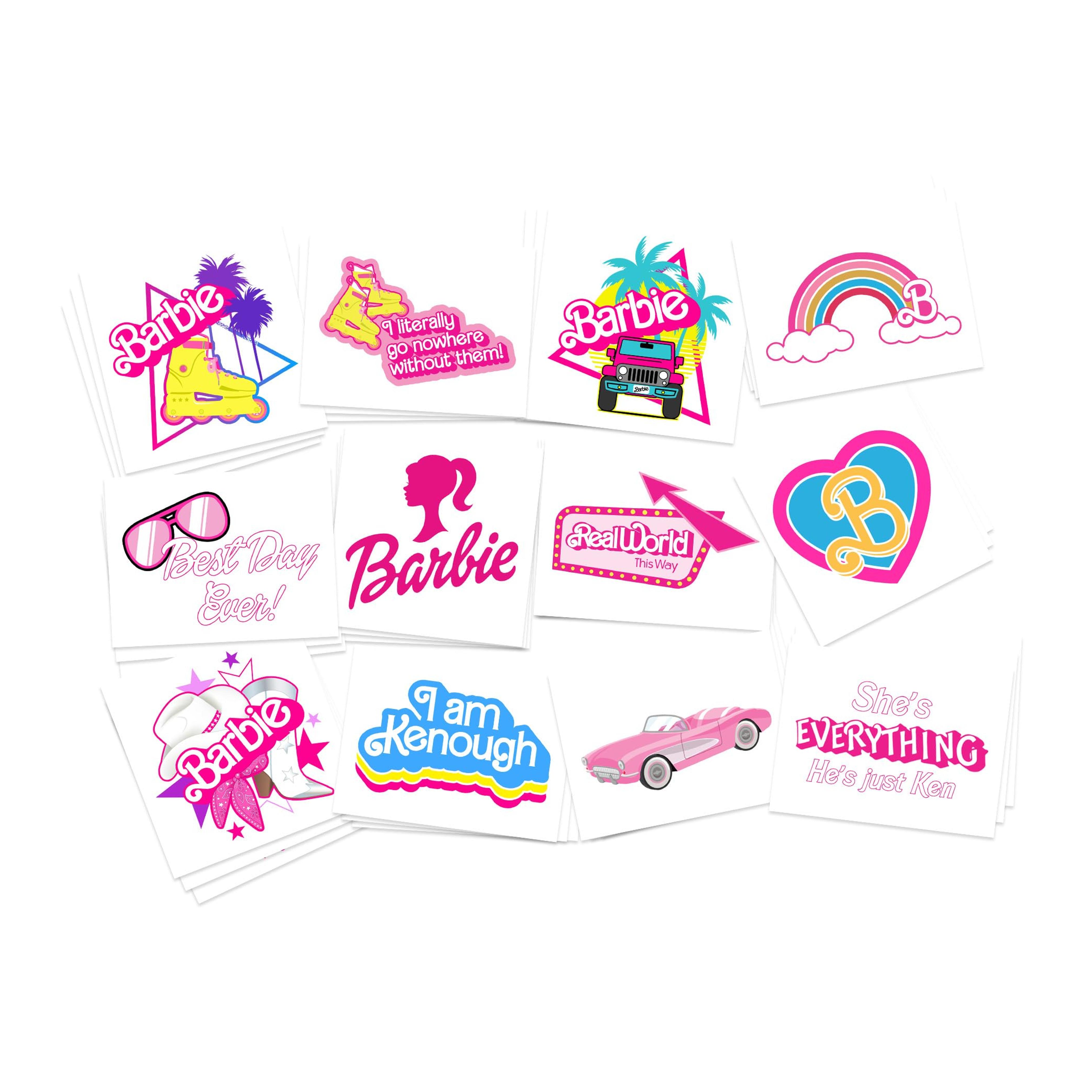 Amazon.com : Pink Party for Barbie Fans Temporary Tattoos | 36 Pack | Kids Party Favors | Skin Safe | MADE IN THE USA | Removable : Beauty & Personal Care