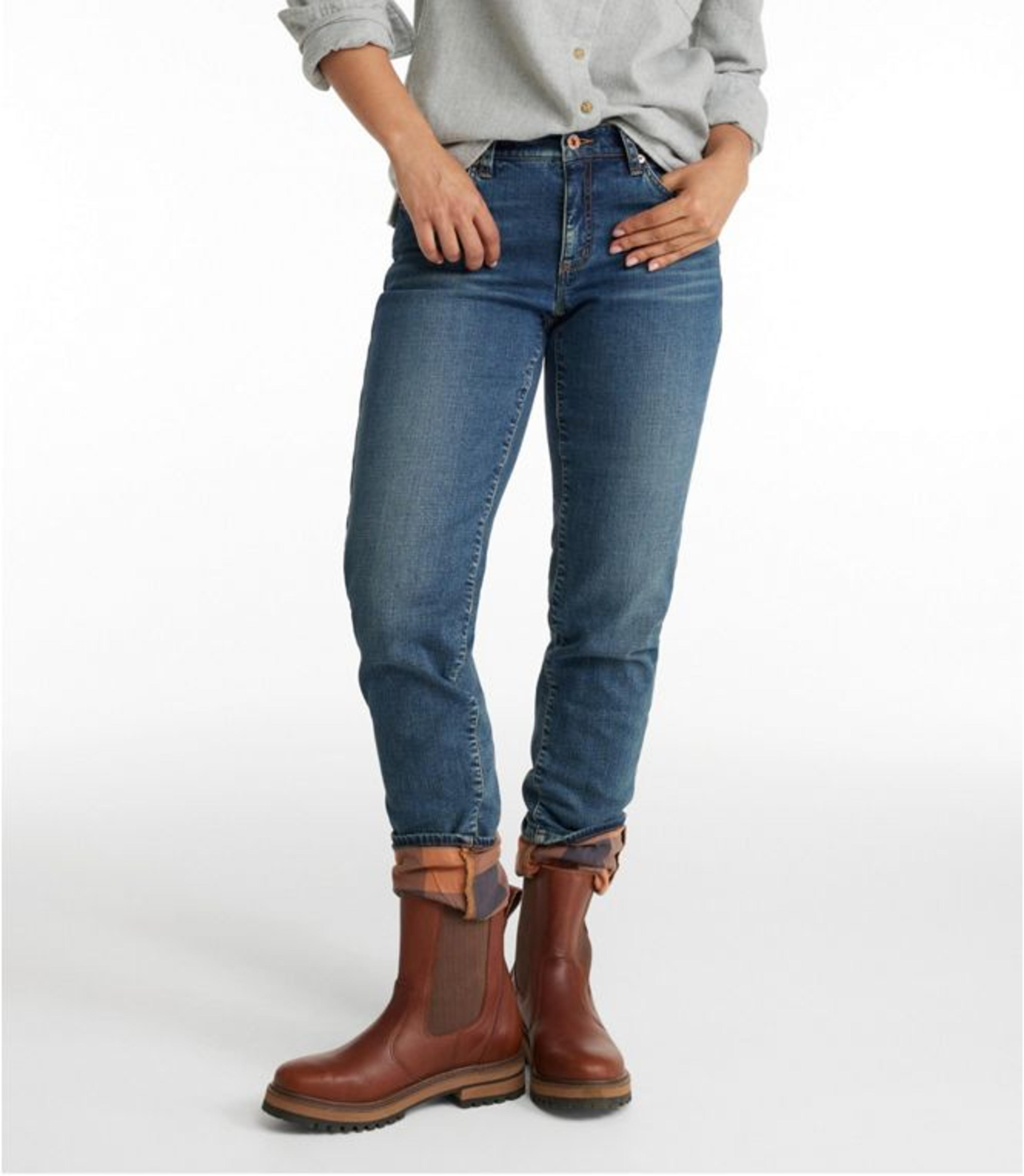 Women's Signature Lined Boyfriend Jeans, Low-Rise Straight-Leg Flannel-Lined | Jeans at L.L.Bean