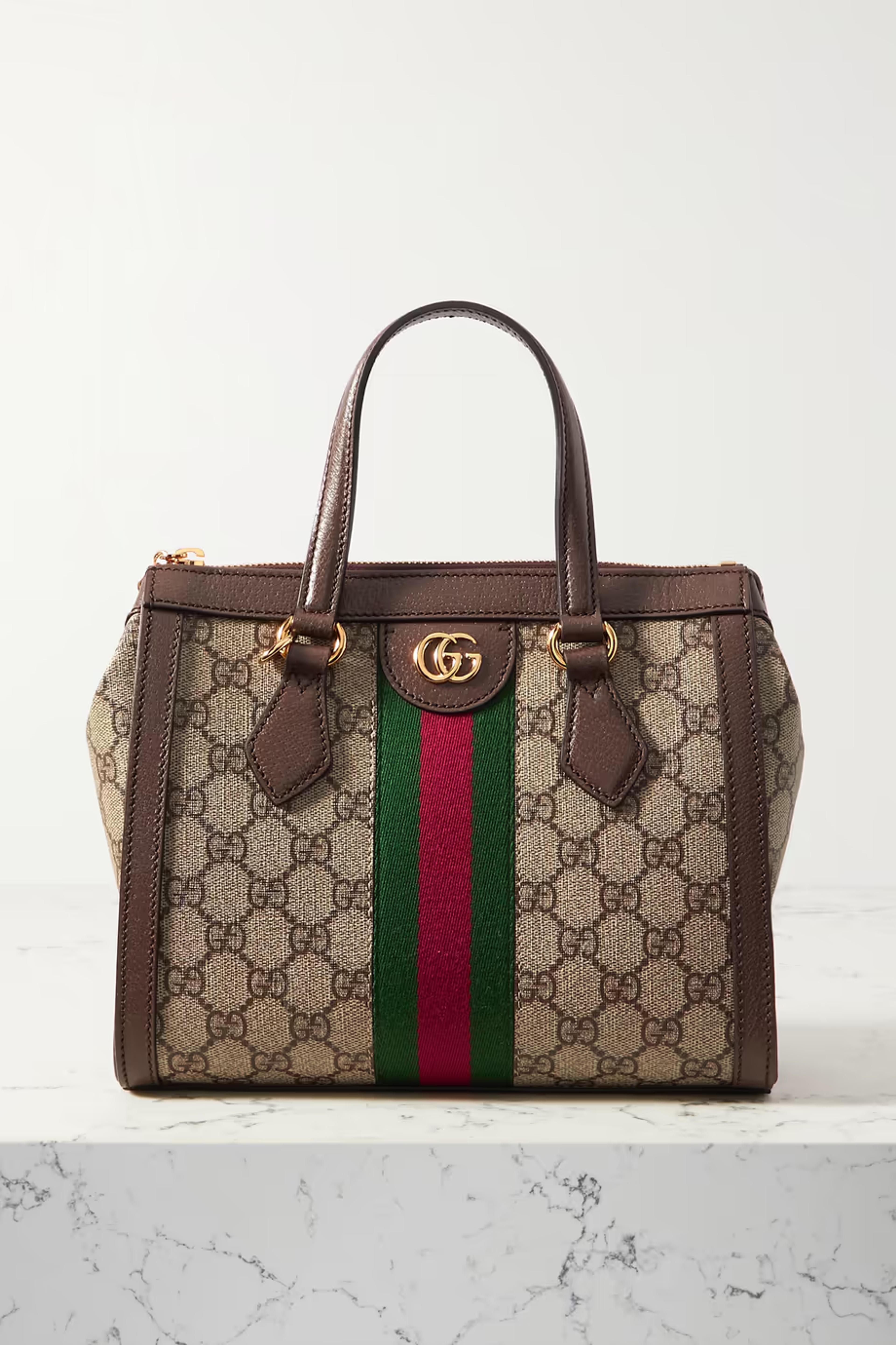 Beige Ophidia leather-trimmed printed coated-canvas tote bag | GUCCI | NET-A-PORTER