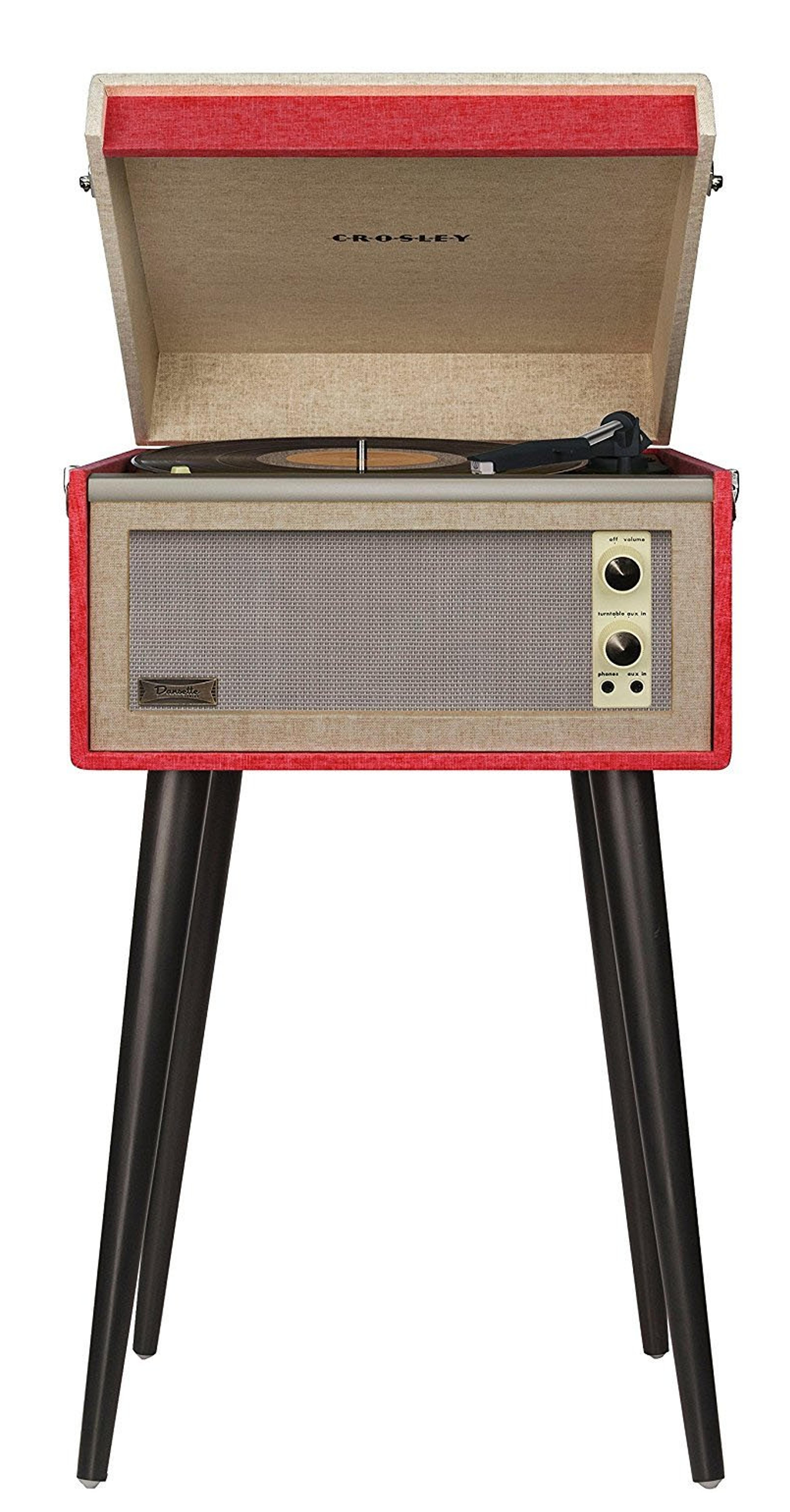 Crosley CR6233A-RE Dansette Bermuda 2-Speed Turntable Record Player (Red)