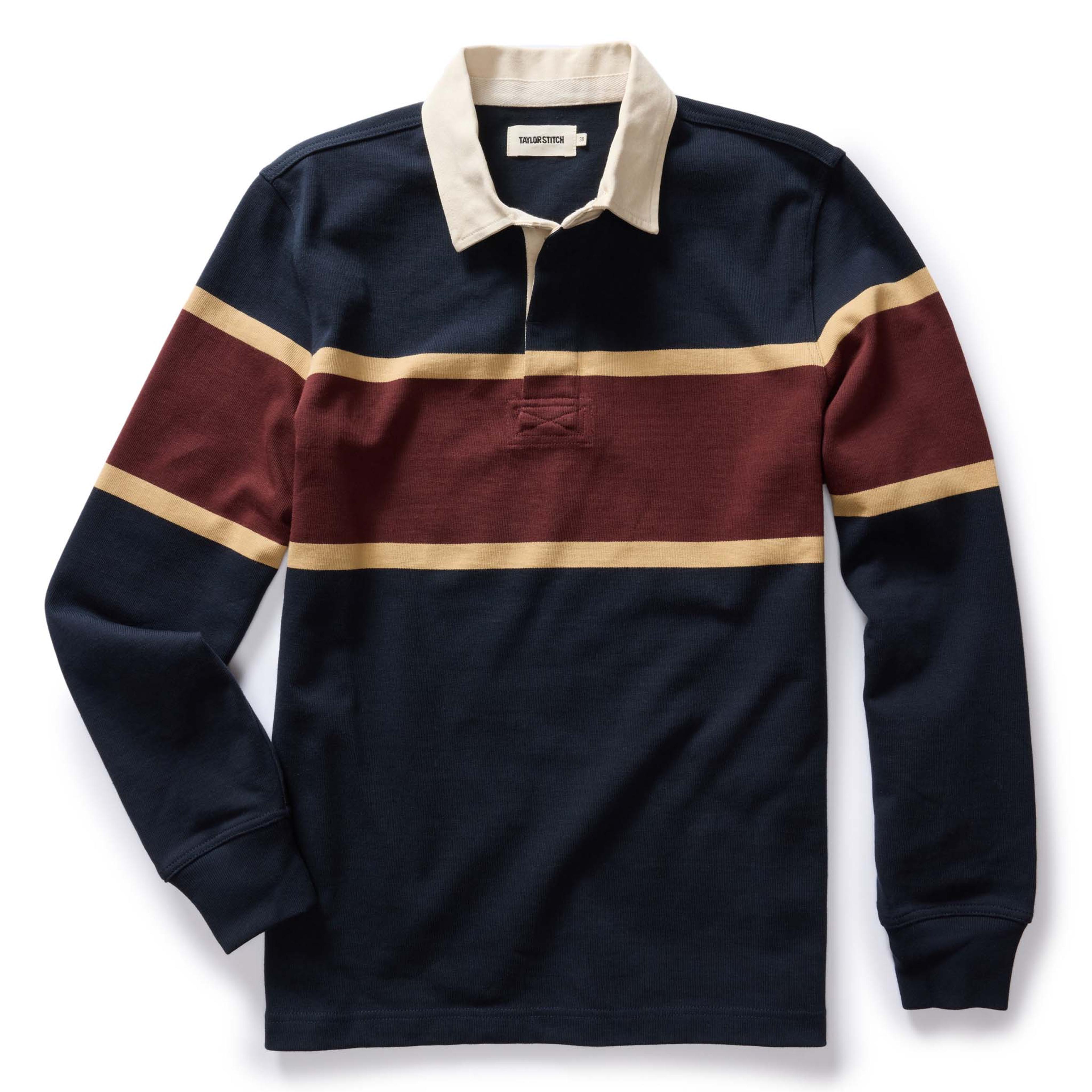 The Rugby Shirt in Dark Navy Stripe | Taylor Stitch