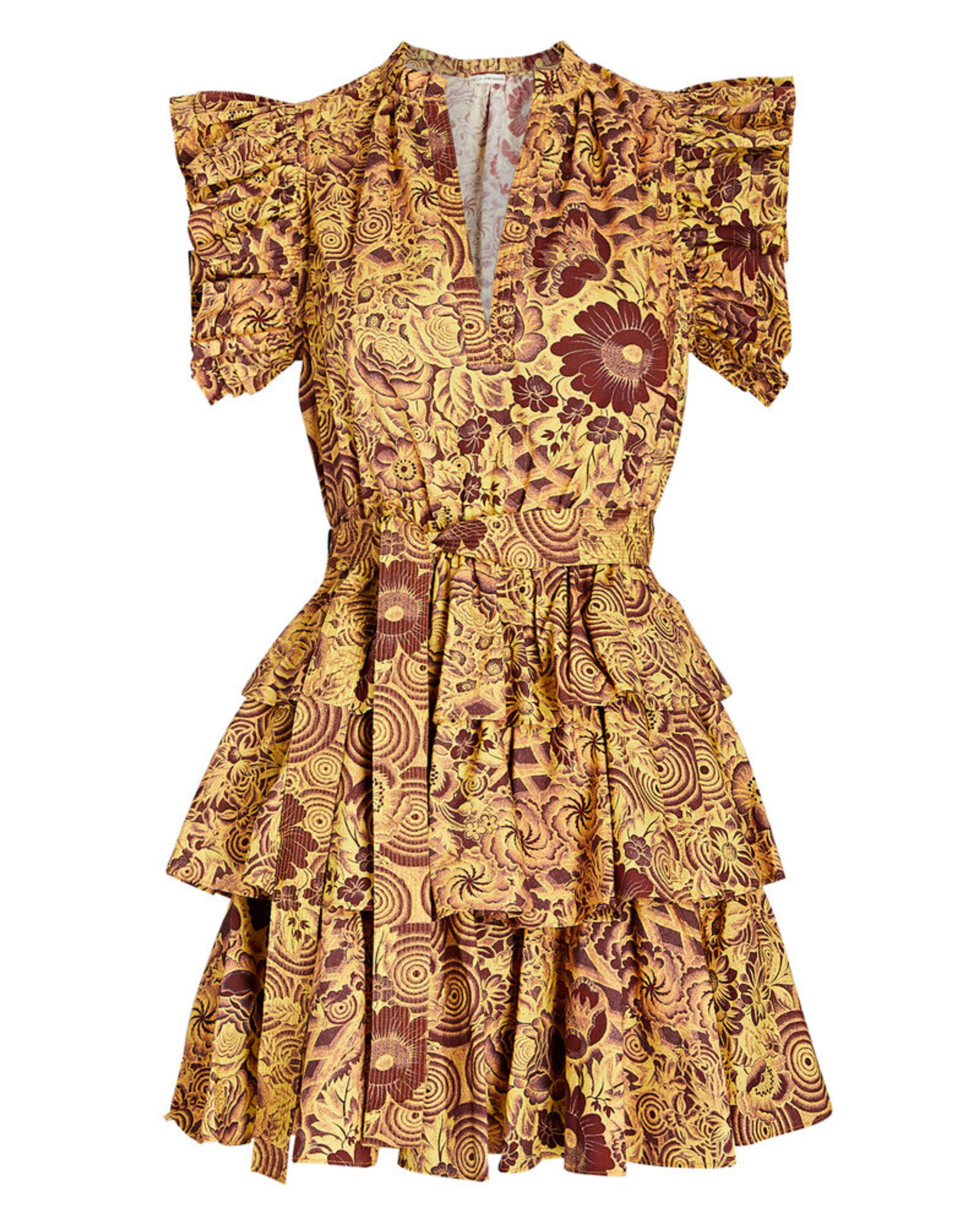 Honoria Tiered Printed Poplin Mini Dress