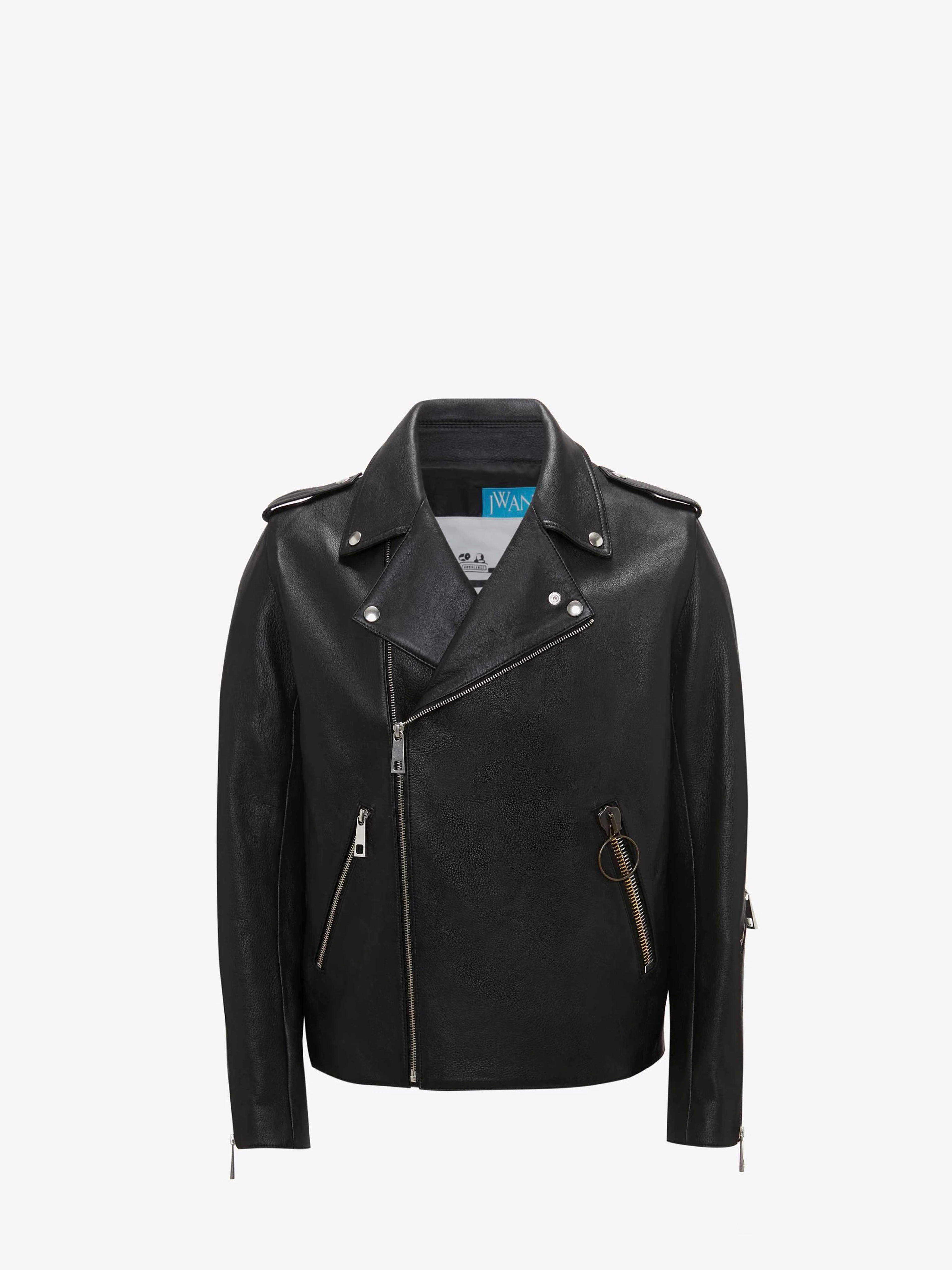 A.P.C. X JW ANDERSON - BLOUSON MORGAN - LEATHER BIKER JACKET in black | JW Anderson