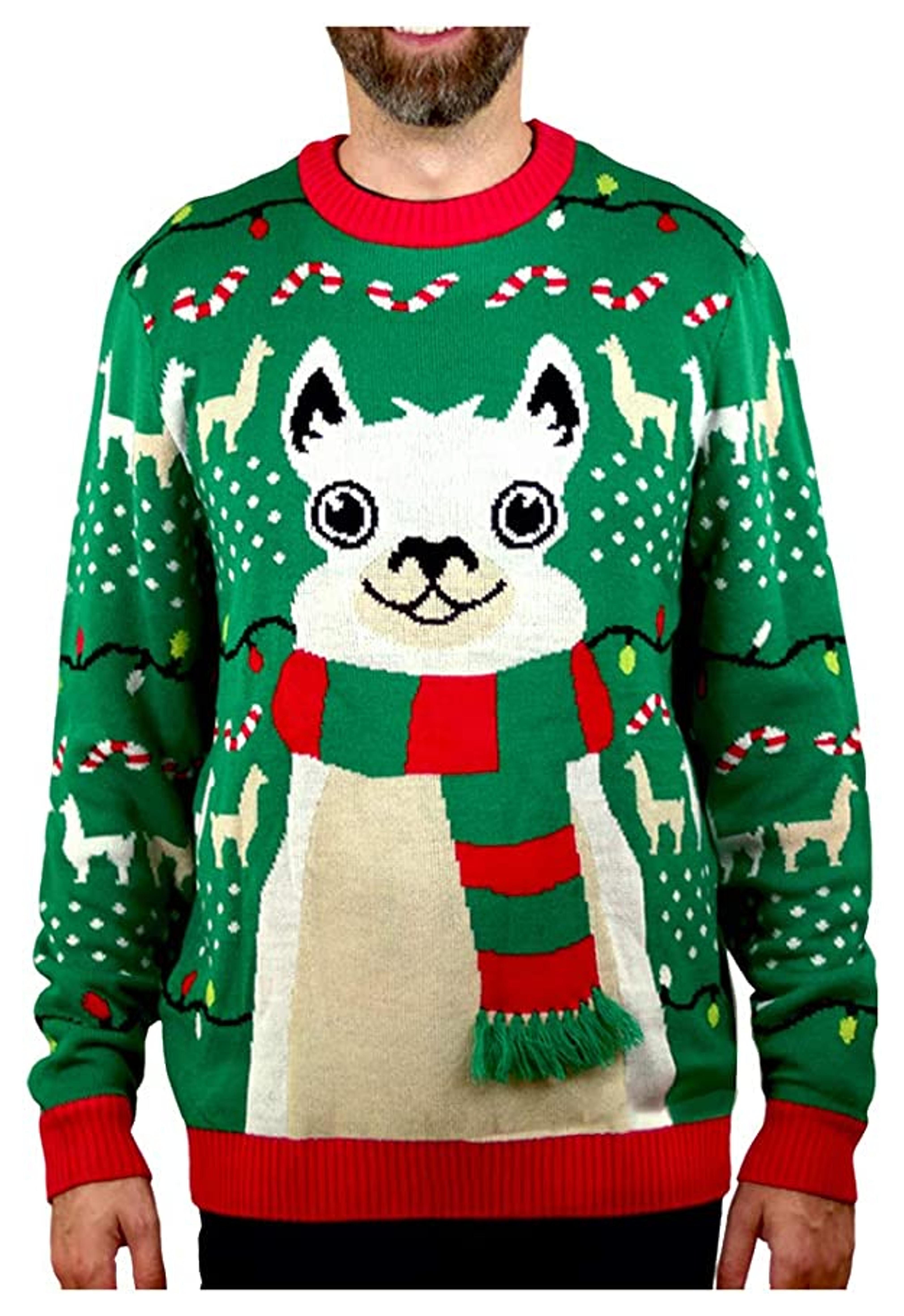 Llama Christmas Sweater FA La La Llama Ugly Sweater for Men Women at Amazon Men’s Clothing store