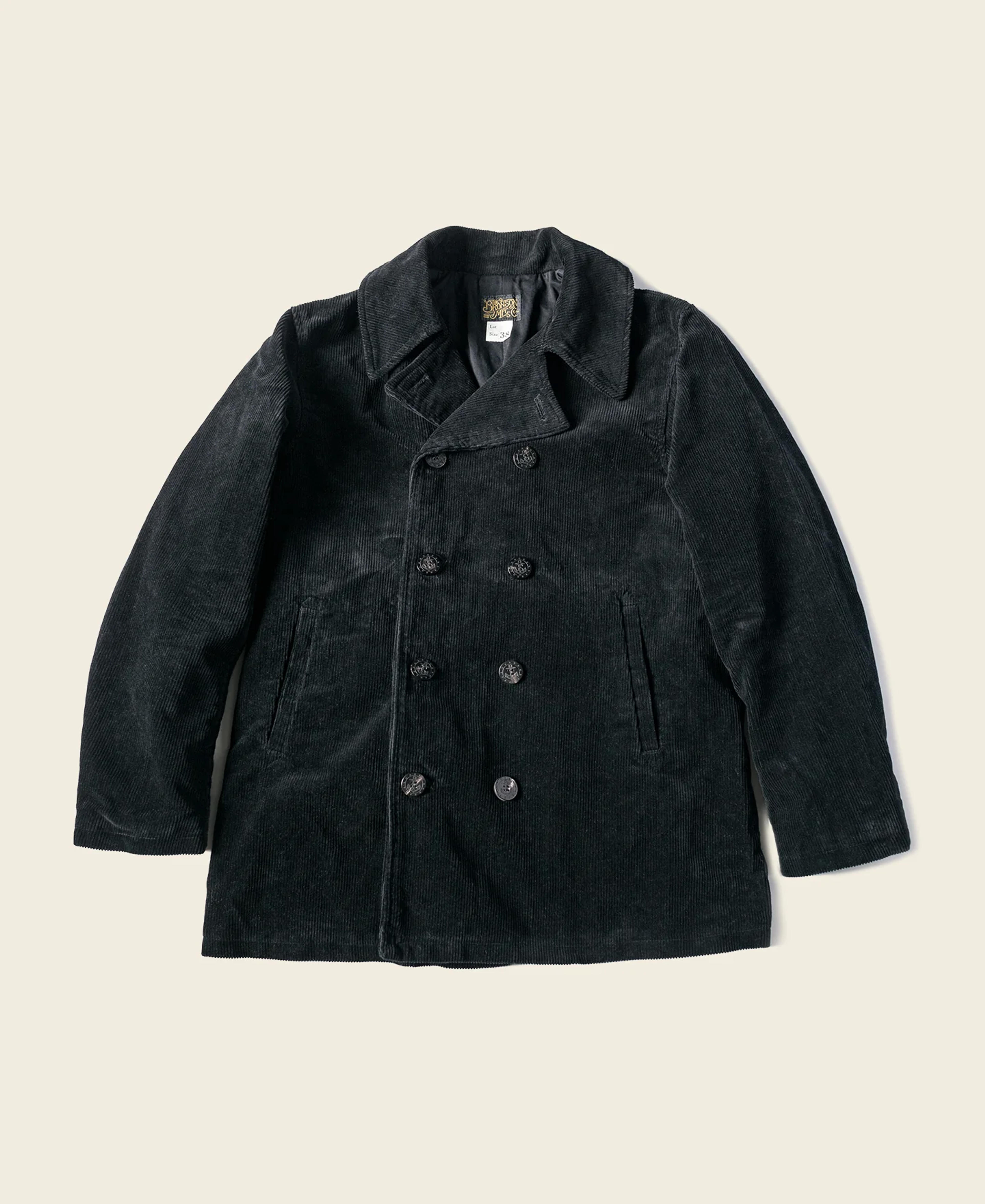 Lot 939 18.3 oz Heavyweight Corduroy Double Breasted Peacoat | Bronson