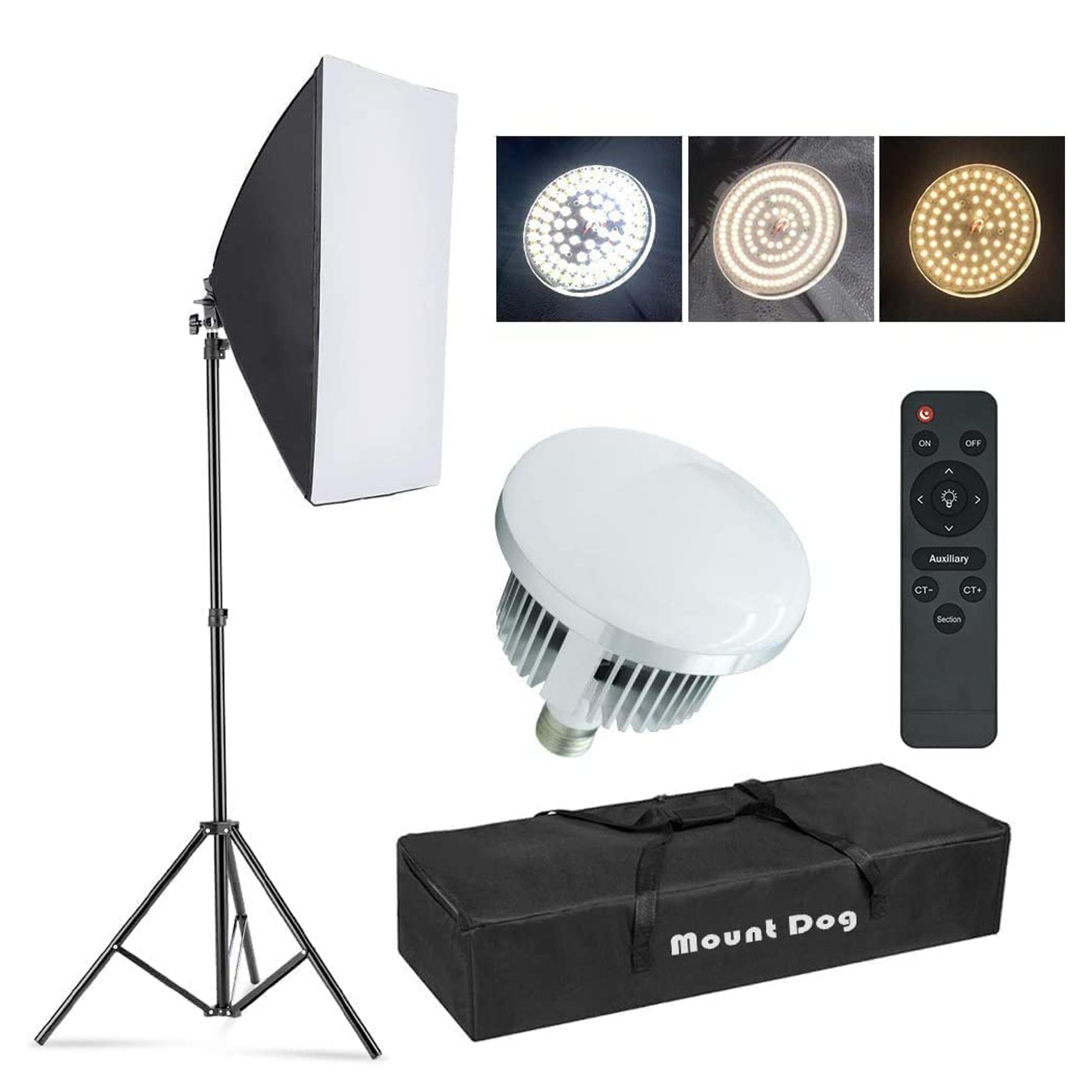 Amazon.com : 【Upgrade LED】 MOUNTDOG Softbox Lighting Kit, Photography Studio Light with 19.7"X27.5" Reflector and 3 Colors Temperature 45W Bulb with Remote, Professional Photo Studio Equipment for Portrait Video : Electronics