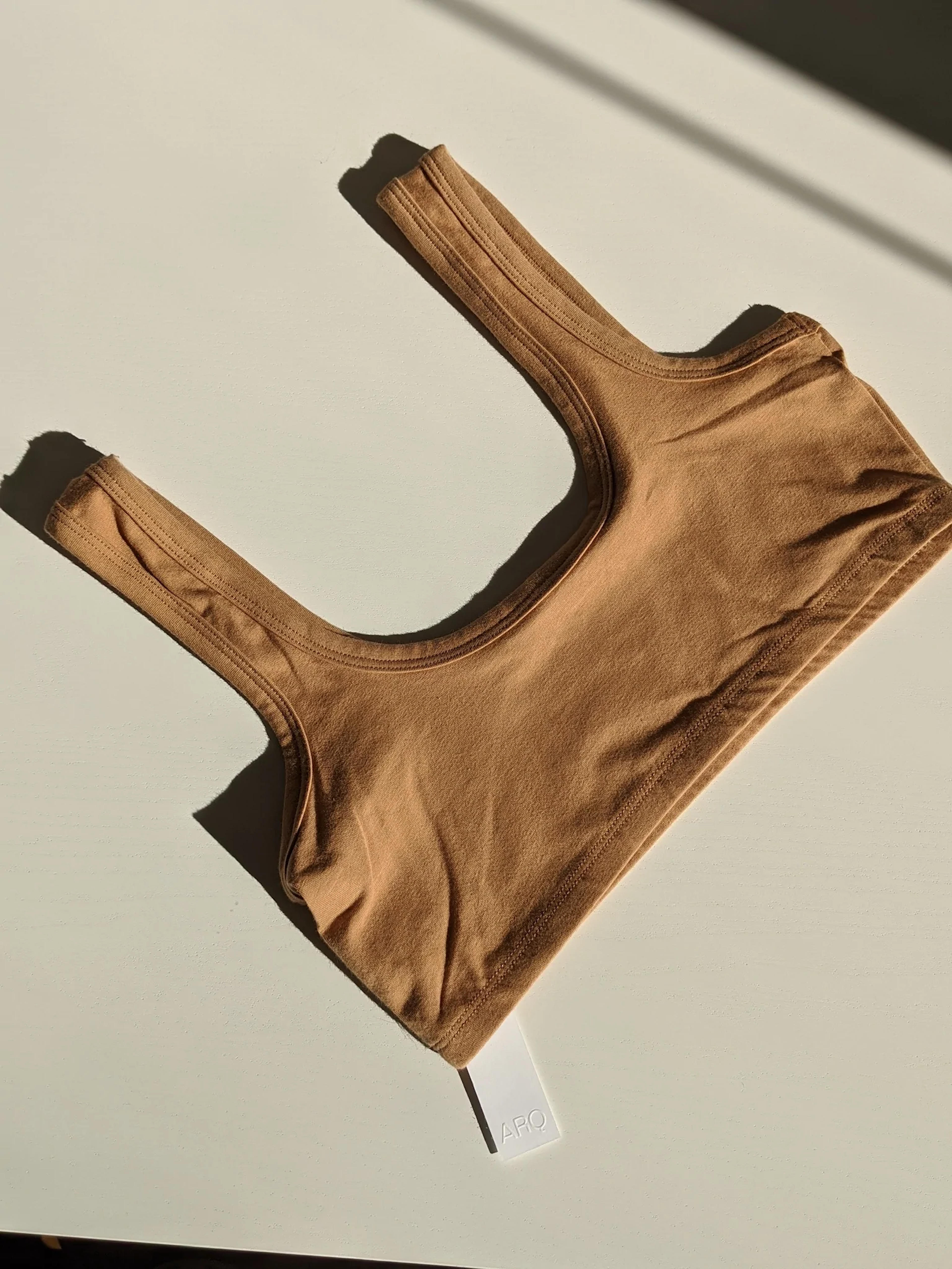 ARQ Wide Strap Bra / Available in Camel and Cotton - Small / Camel