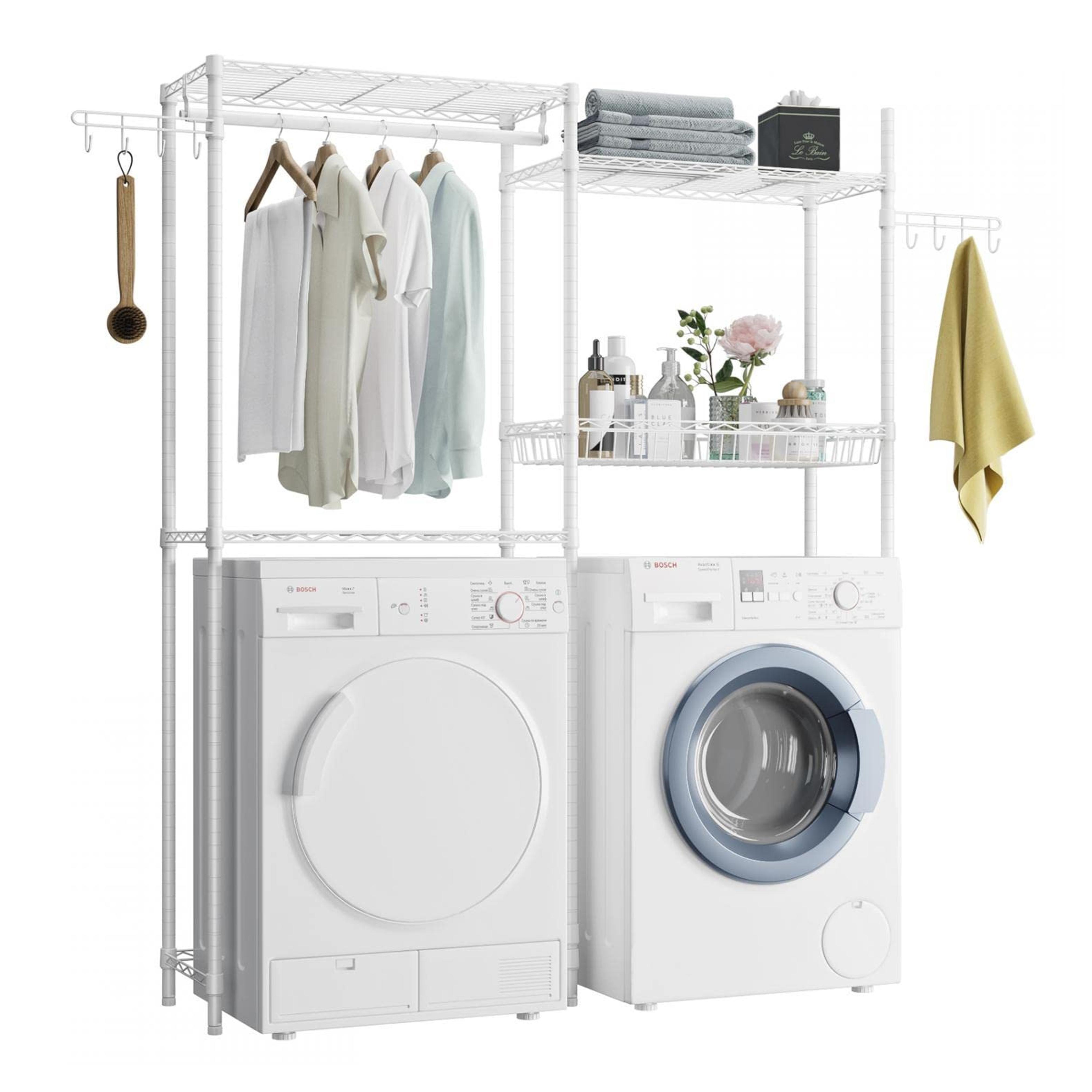 Amazon.com: VIPEK X10 Clothes Drying Racks Over Washer Shelf Laundry Dryer Storage Shelf Over The Toilet Towel Racks Bathroom Space Saving with 3 Tier Adjustable Height Shelving Units and 1 Wire Basket, White : Home & Kitchen