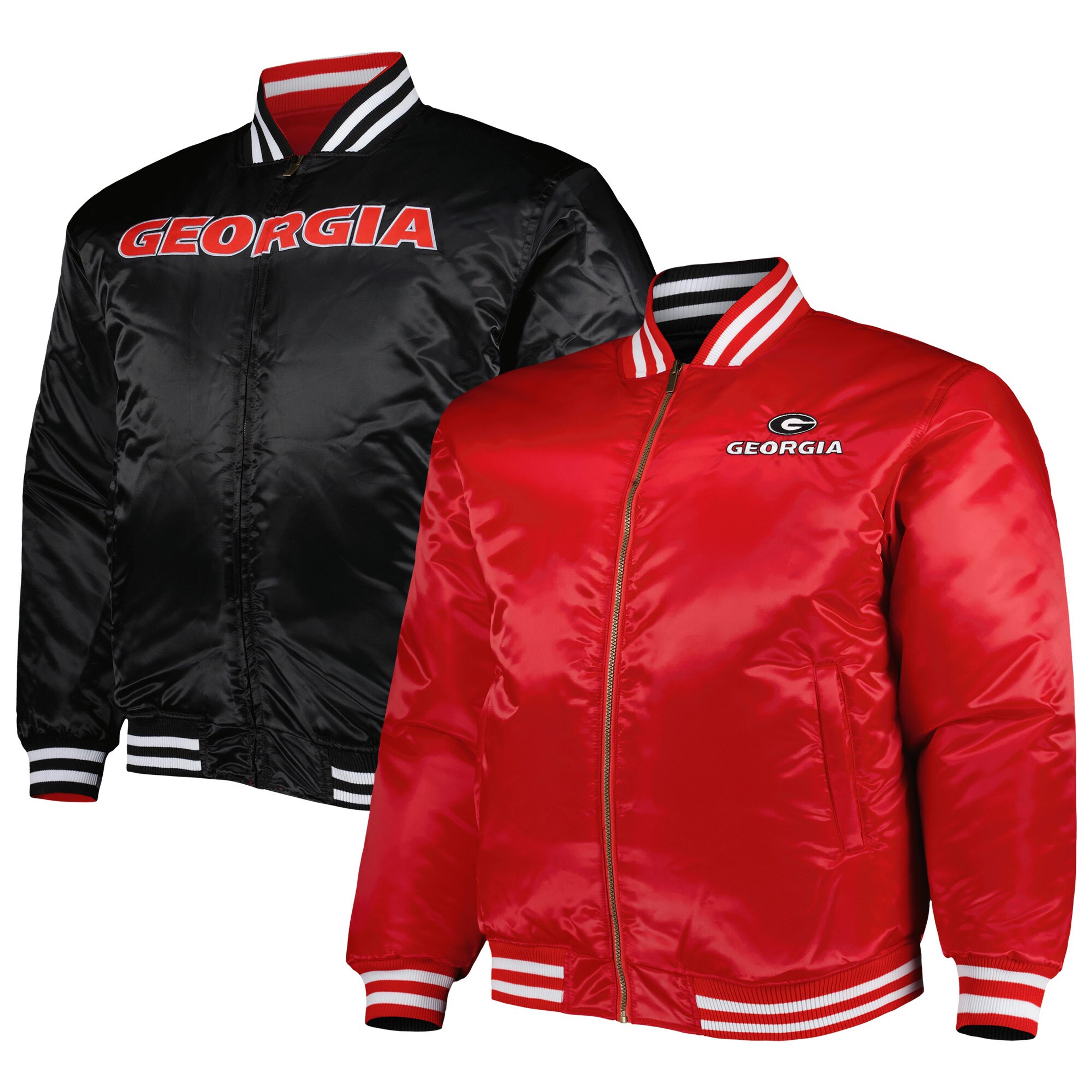 Georgia Bulldogs Big & Tall Reversible Satin Full-Zip Jacket - Red/Black