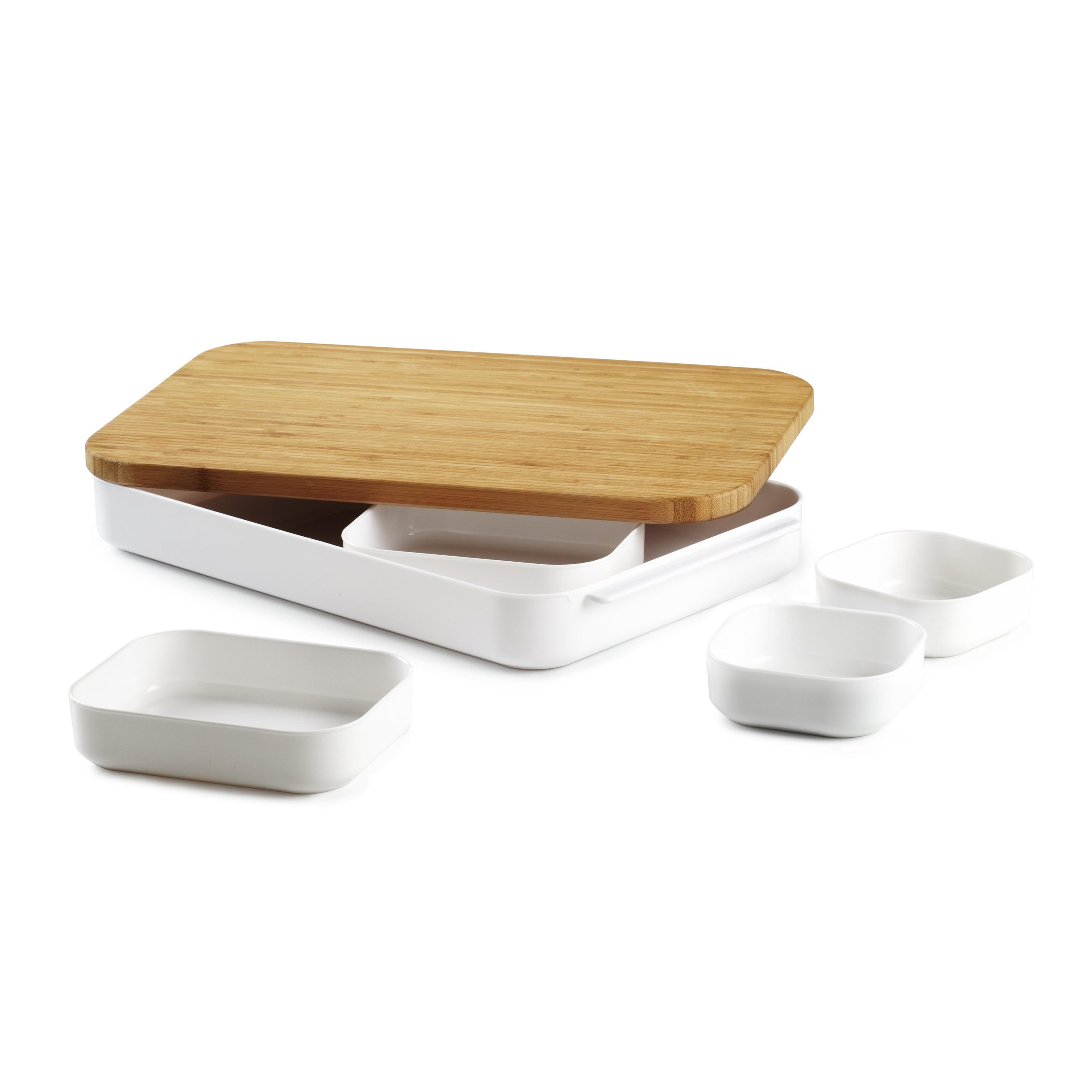 Umbra Bento Cut and Prep Bamboo Cutting Board and Bowl Set, 7-Piece