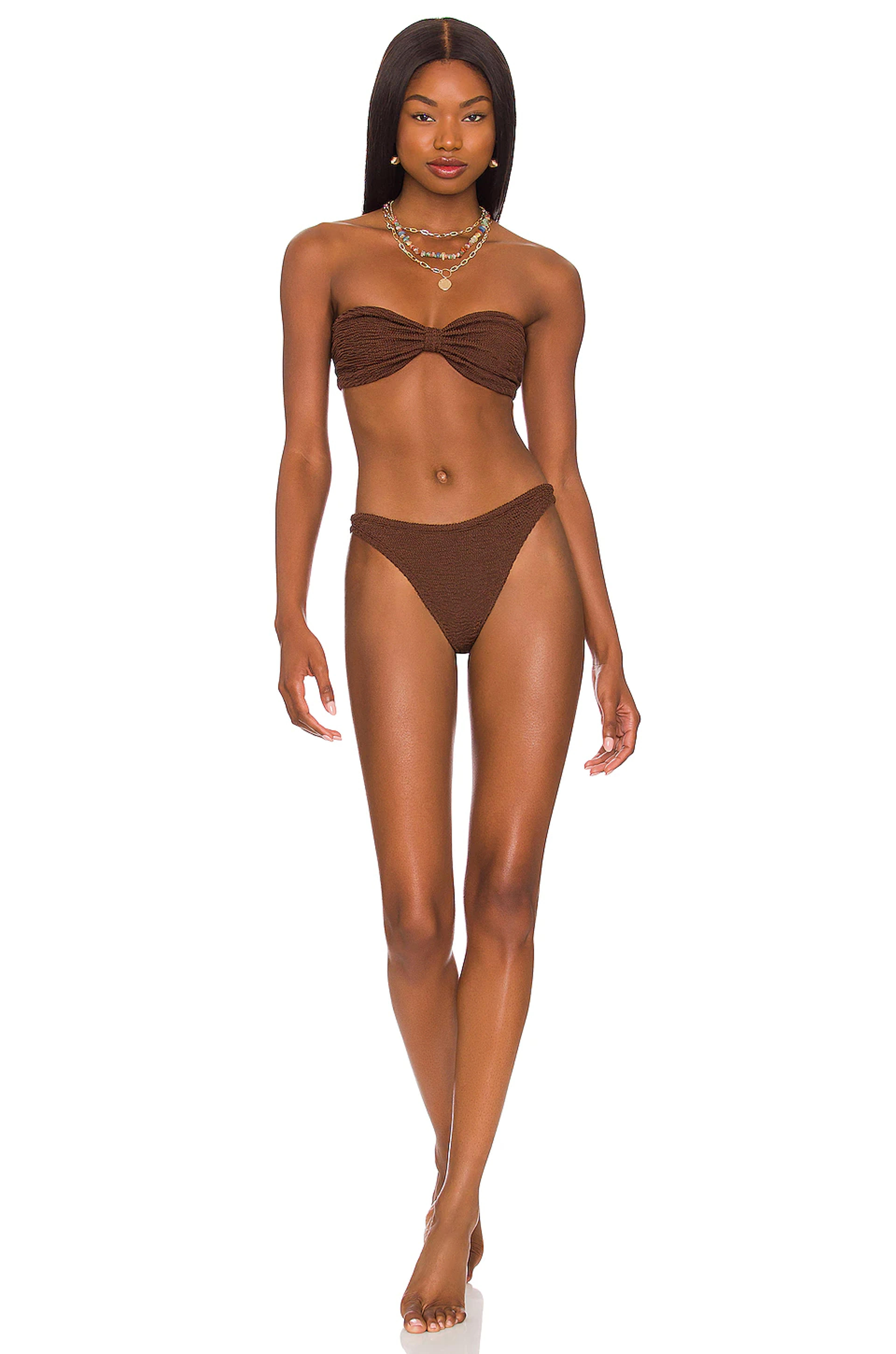 Hunza G Jean Bikini Set in Metallic Chocolate | REVOLVE