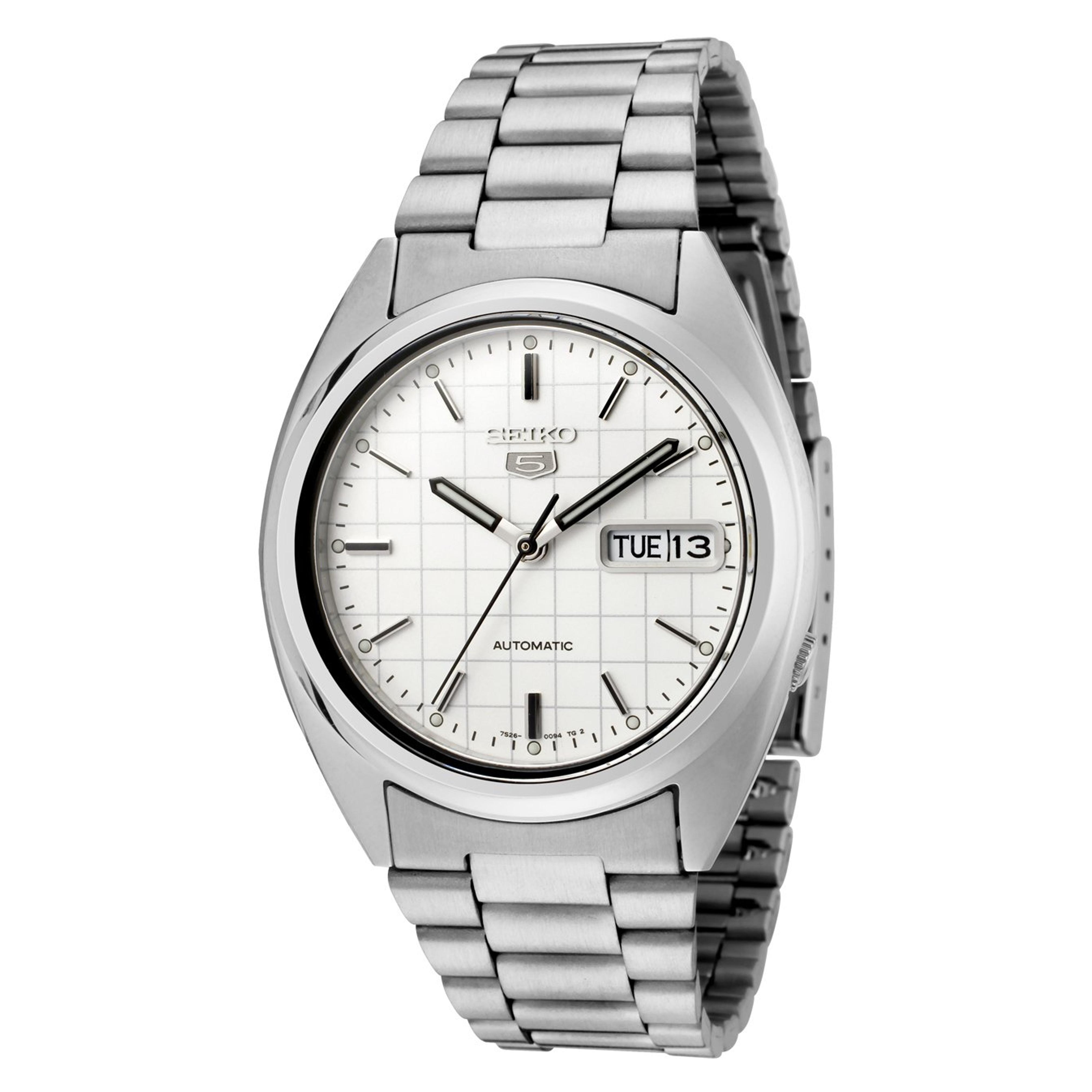 Amazon.com: SEIKO Men's SNXF05 5 Automatic White Dial Stainless Steel Watch : Seiko: Clothing, Shoes & Jewelry