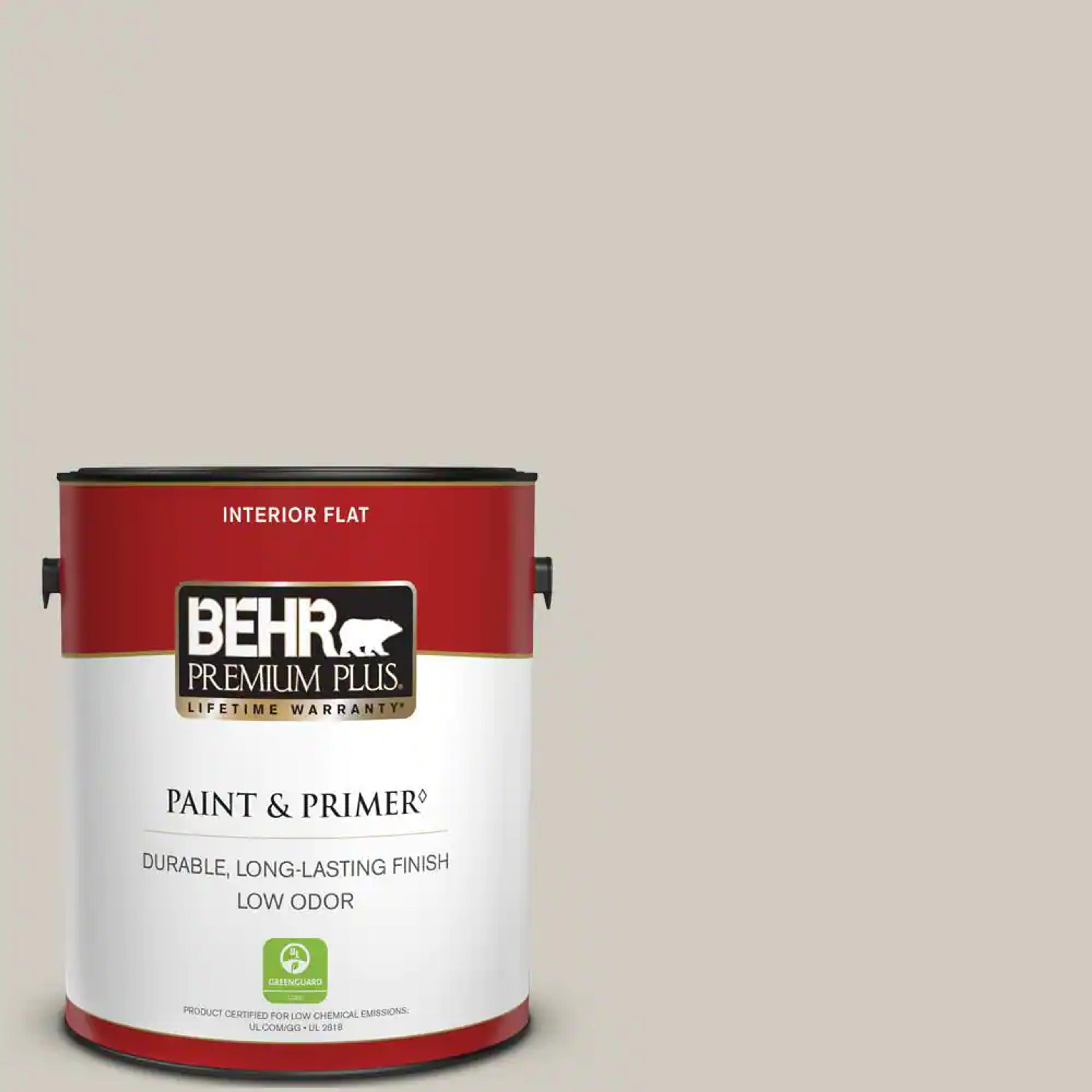 BEHR PREMIUM PLUS 1 gal. Designer Collection #DC-007 Tranquil Gray Flat Low Odor Interior Paint & Primer 105001 - The Home Depot