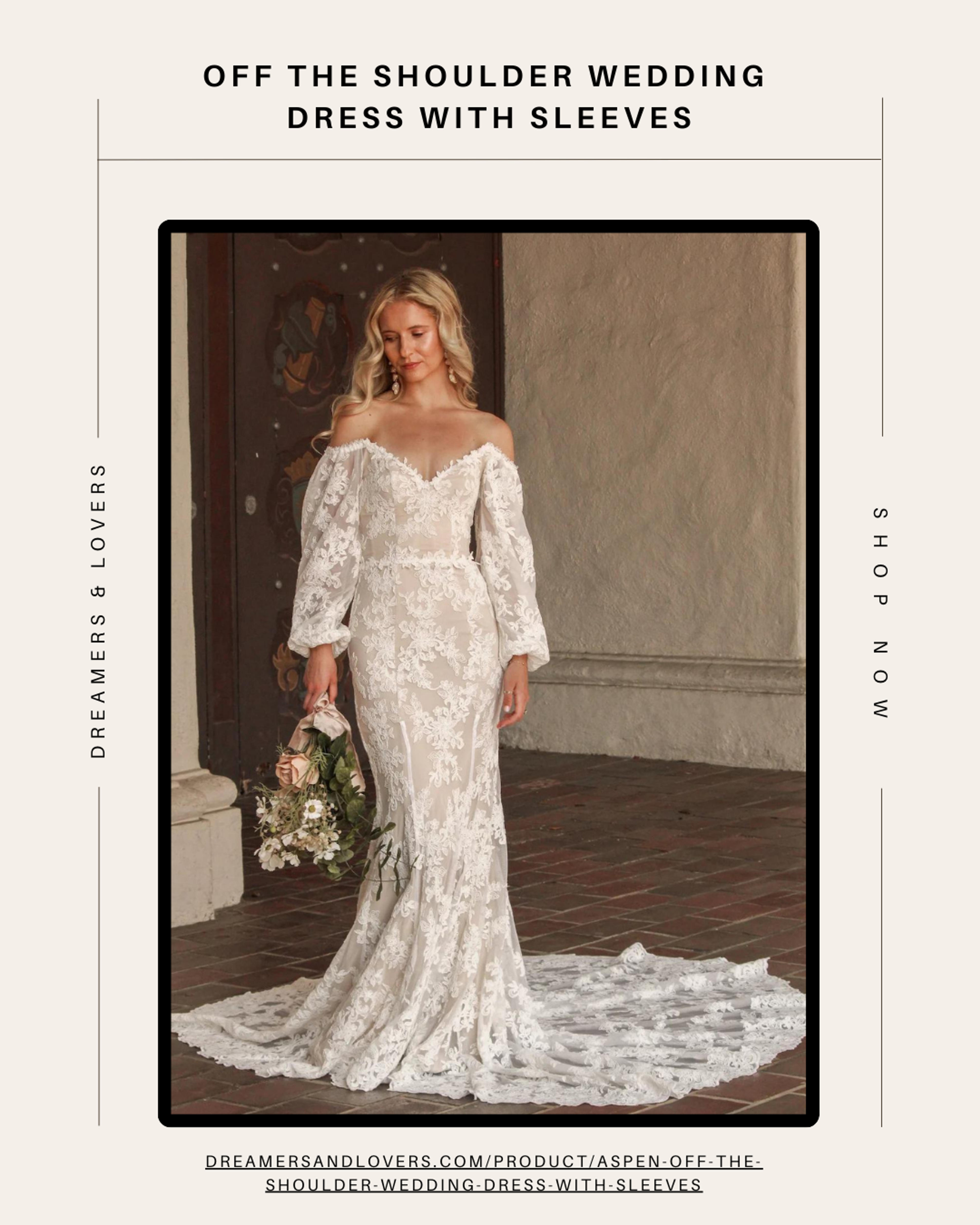 The Best Off the Shoulder Wedding Dress With Sleeves Designs for Modern Brides