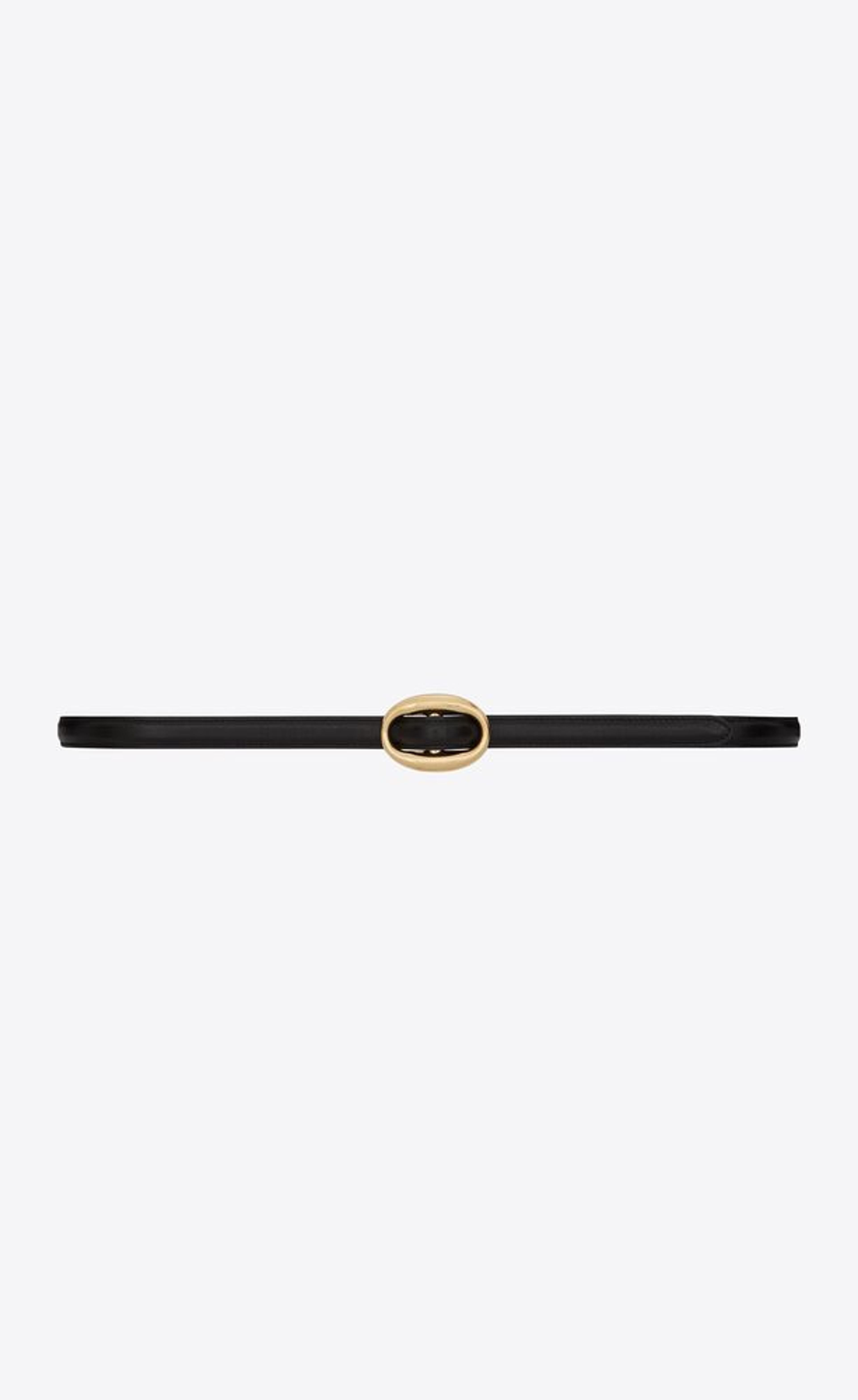 Oval buckle thin belt in smooth leather | Saint Laurent | YSL.com