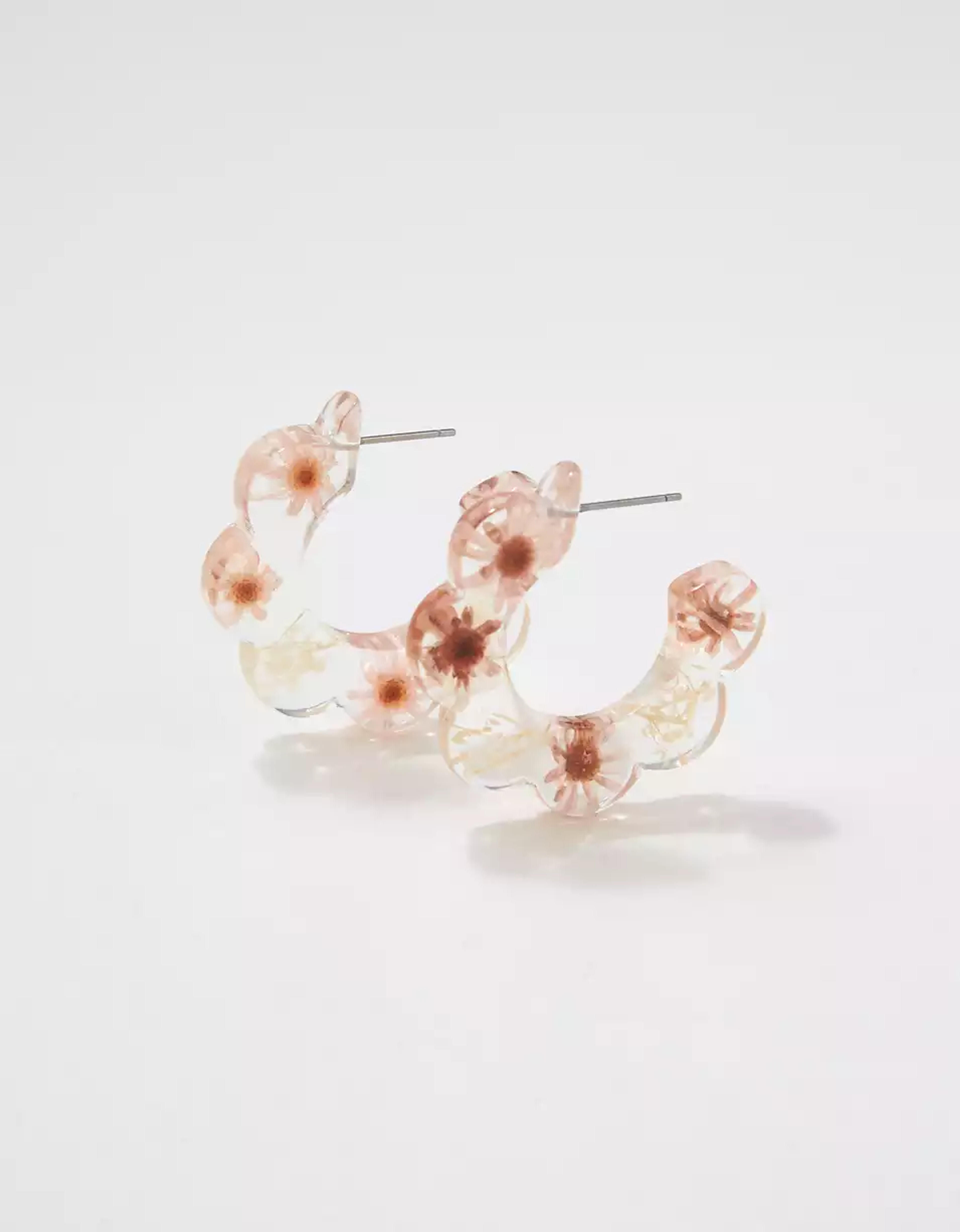 AEO Floral Resin Hoop Earring