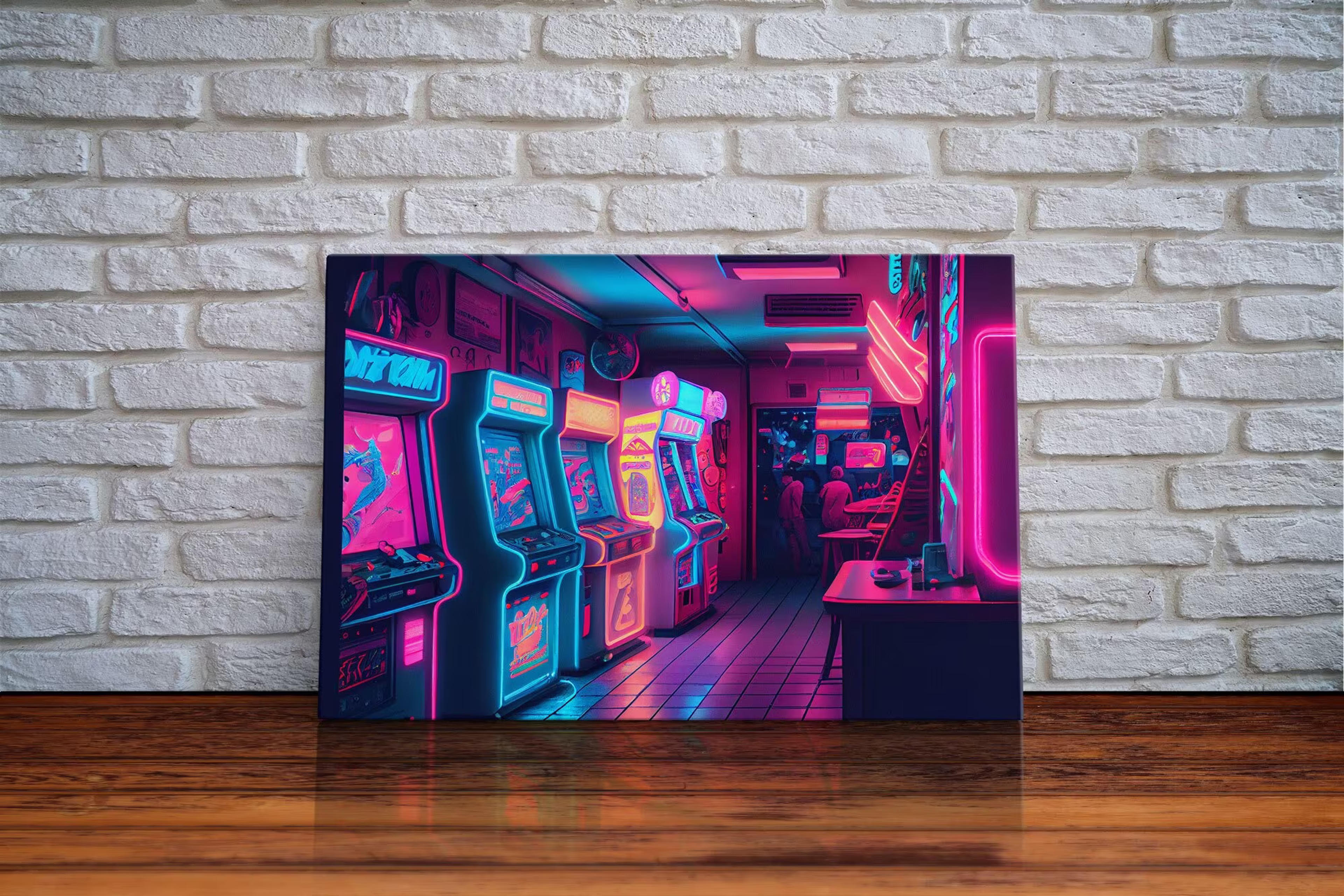 Neon Arcade Unique Game Room Art Retrowave Arcade Machine