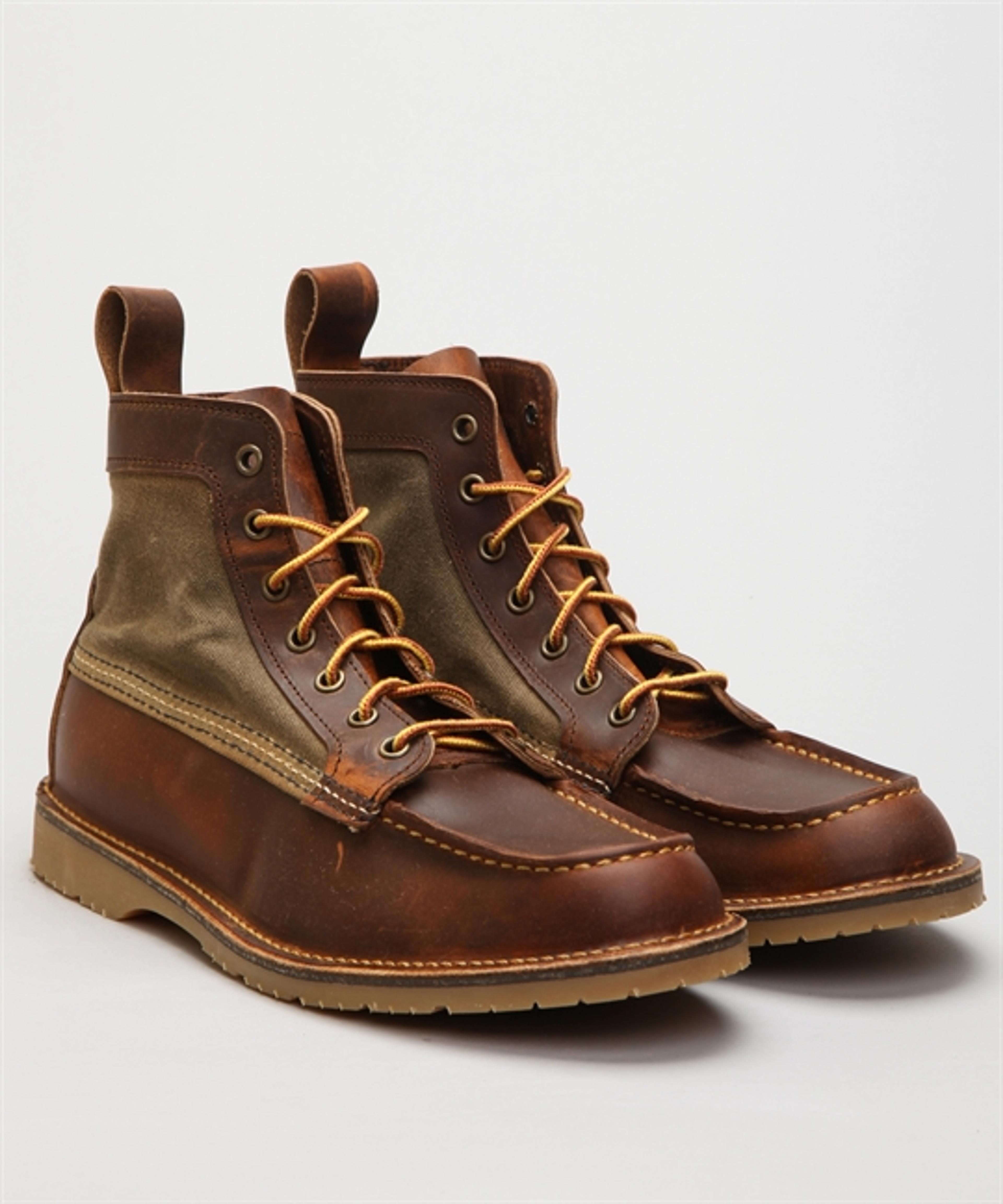 Red Wing Shoes Wacouta 3335-Copper Rough & Tough/Tan Waxed Canvas Shoes - Shoes Online - Lester Stor